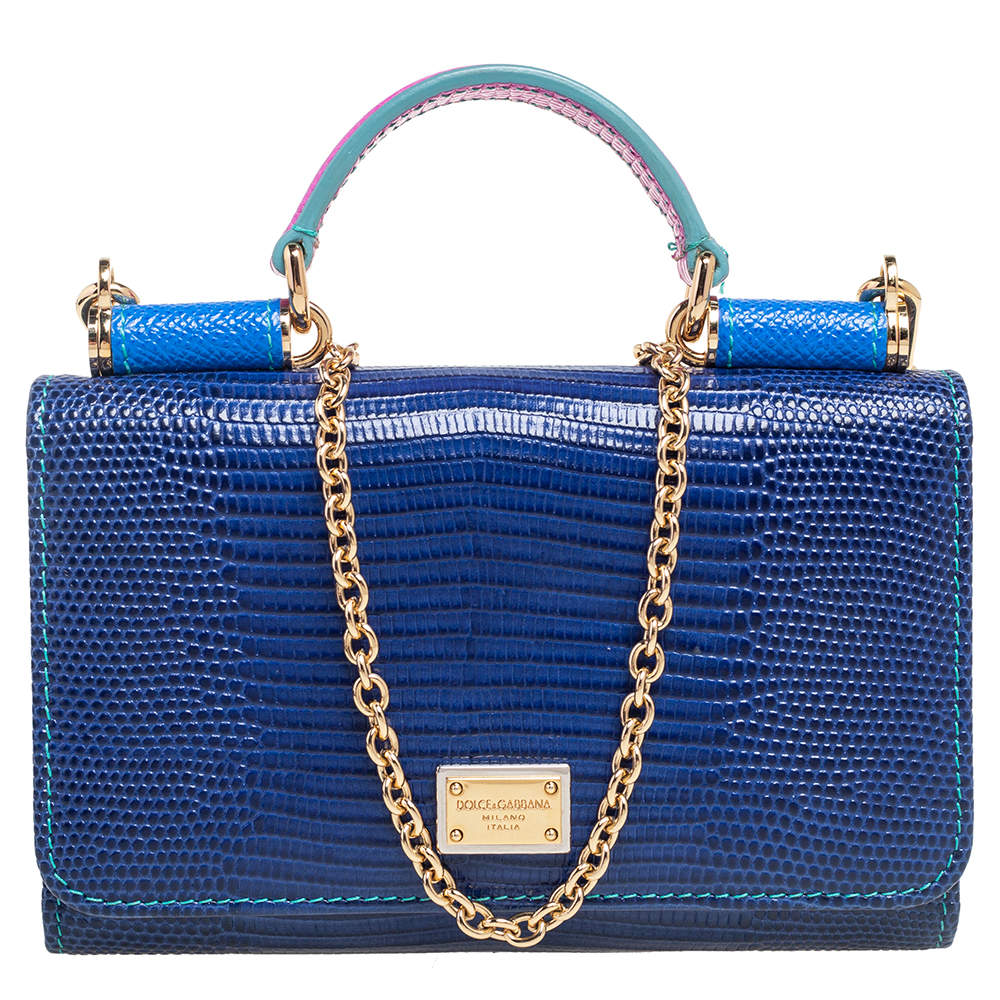 مملوكة مسبقًا محفظة دولتشي أند غابانا ميس سيسيلي جلد نقشة السحلية متعدد الألوان 