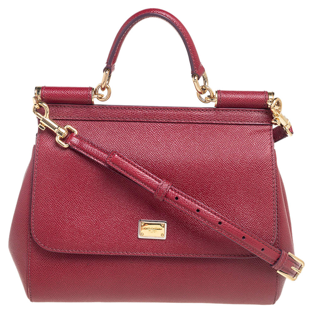 مملوكة مسبقًا Dolce & Gabbana Red Leather Medium Miss Sicily Top Handle Bag