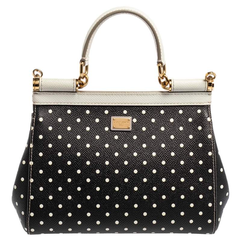 Dolce And Gabbana Miss Sicily Bag in White Polka Dots