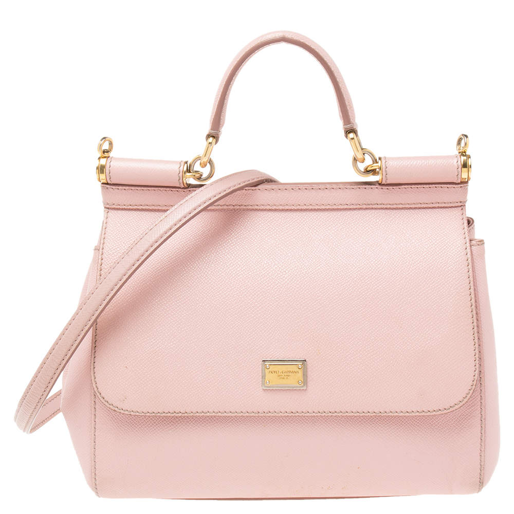 Pre Owned حقيبة دولتشي آند غابانا ميس سيسيلي جلد وردي متوسطة بيد علوية