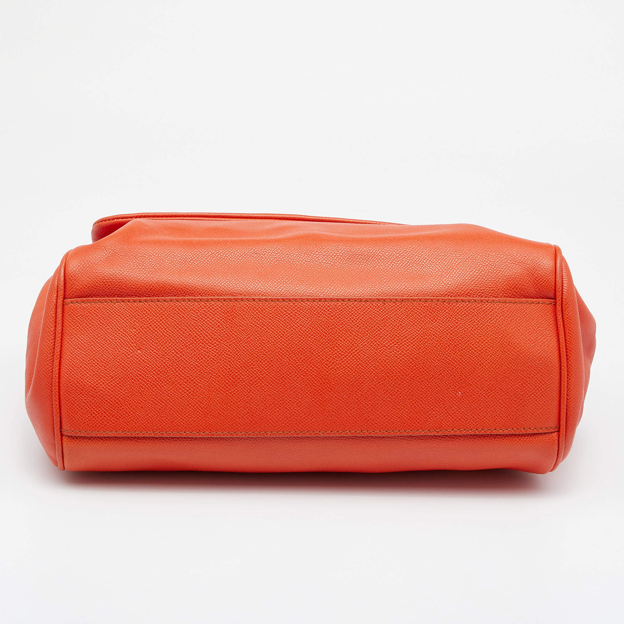 Pre Owned Dolce & Gabbana Orange Leather  Miss Sicily Top Handle Bag