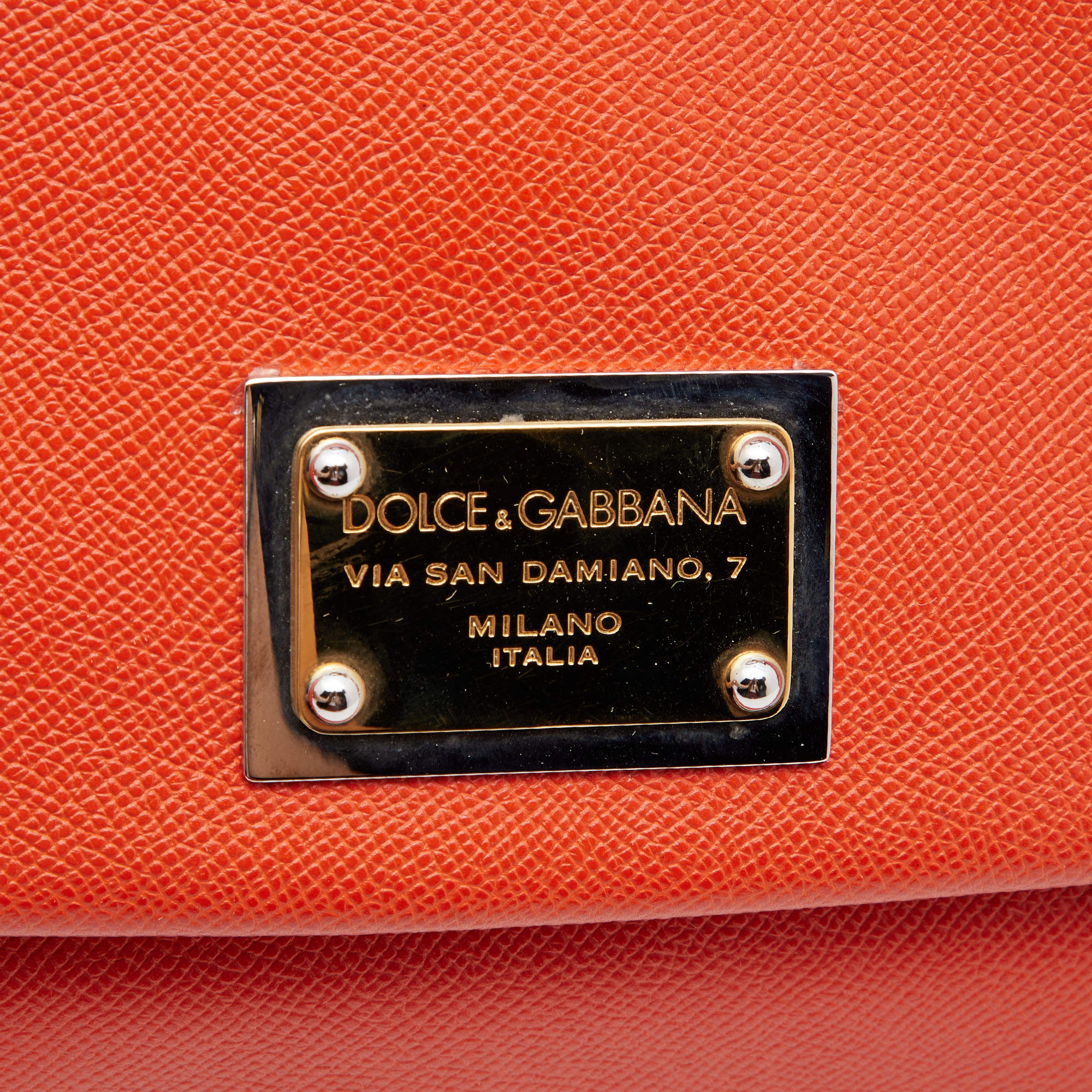 Pre Owned Dolce & Gabbana Orange Leather  Miss Sicily Top Handle Bag