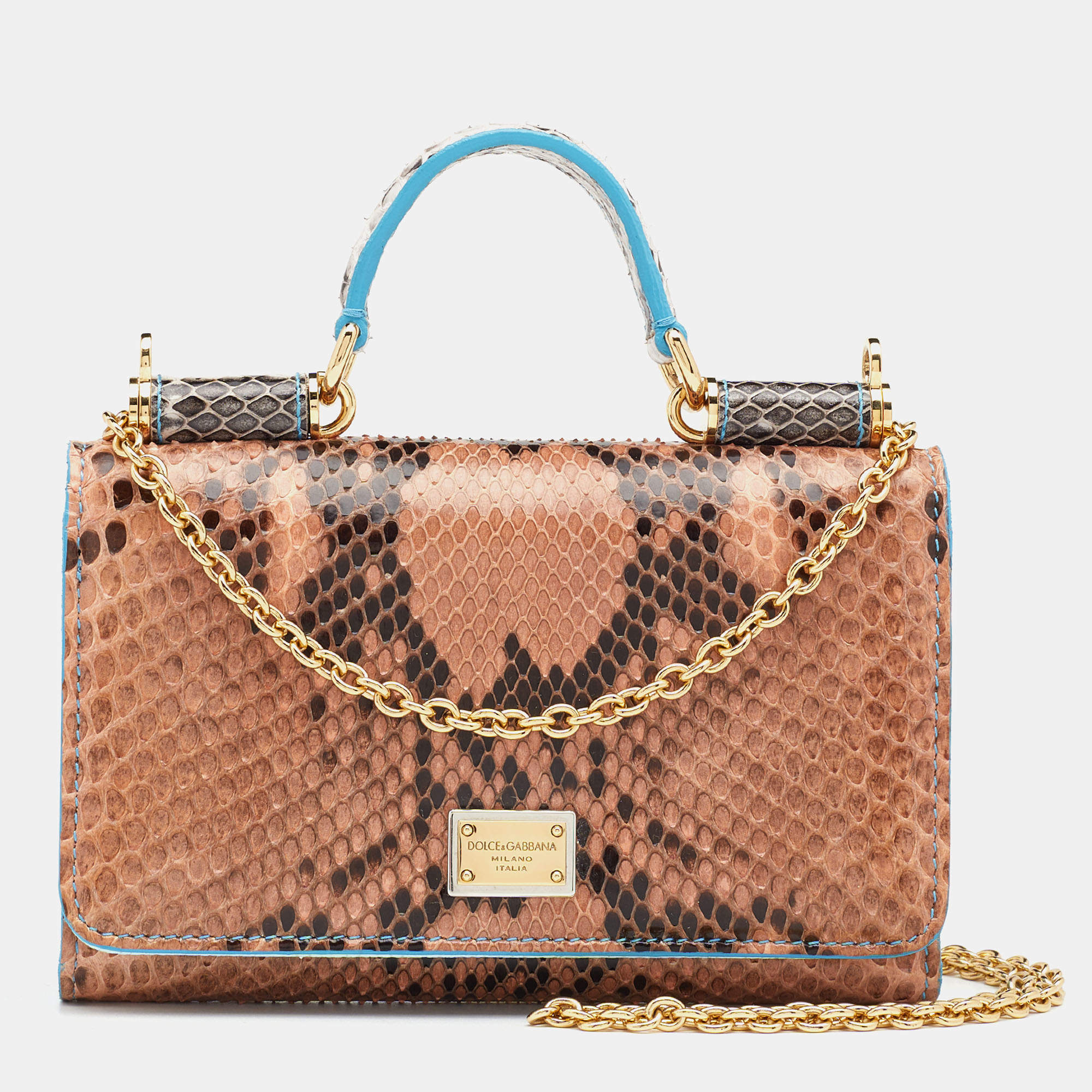 Pre Owned Dolce & Gabbana Multicolor Python Miss Sicily Von Wallet on Chain