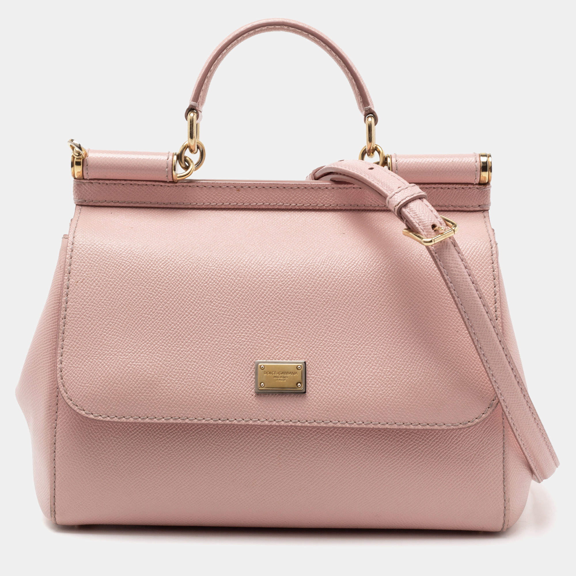 مملوكة مسبقًا Dolce & Gabbana Pink Leather Medium Miss Sicily Top Handle Bag