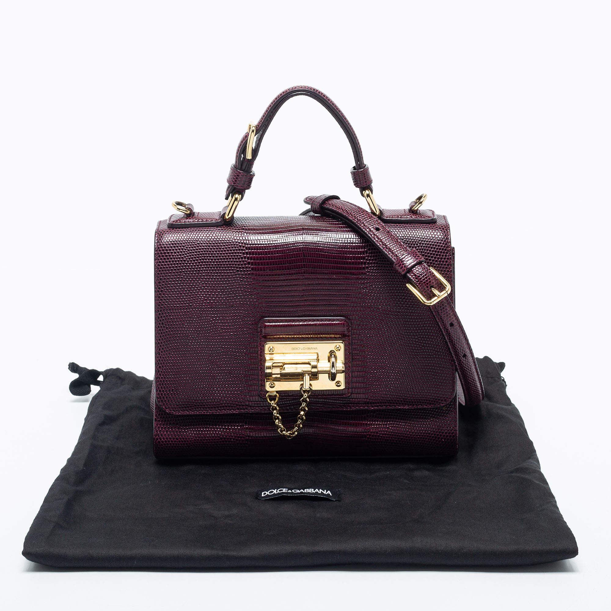 Dolce & Gabbana Monica Bag in Purple Leather 