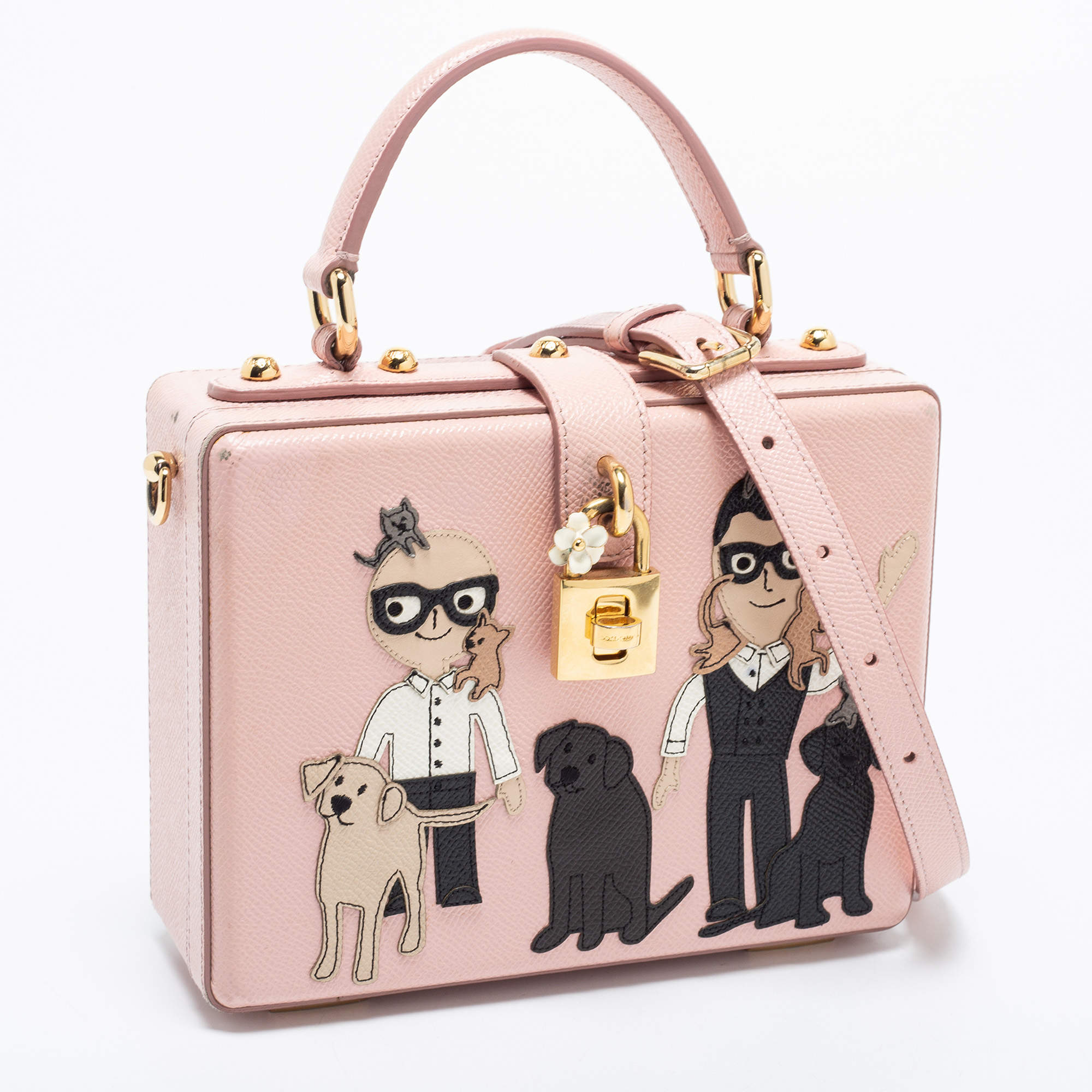 Dolce & Gabbana Dolce&Gabbana Pink Family Patch Leather Clutch Bag