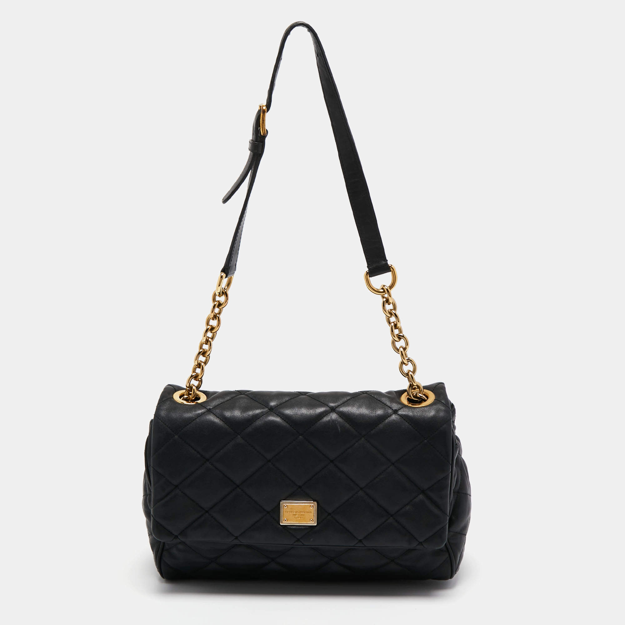 Pre Owned Dolce & Gabbana Black Quilted Leather Miss Kate Shoulder Bag