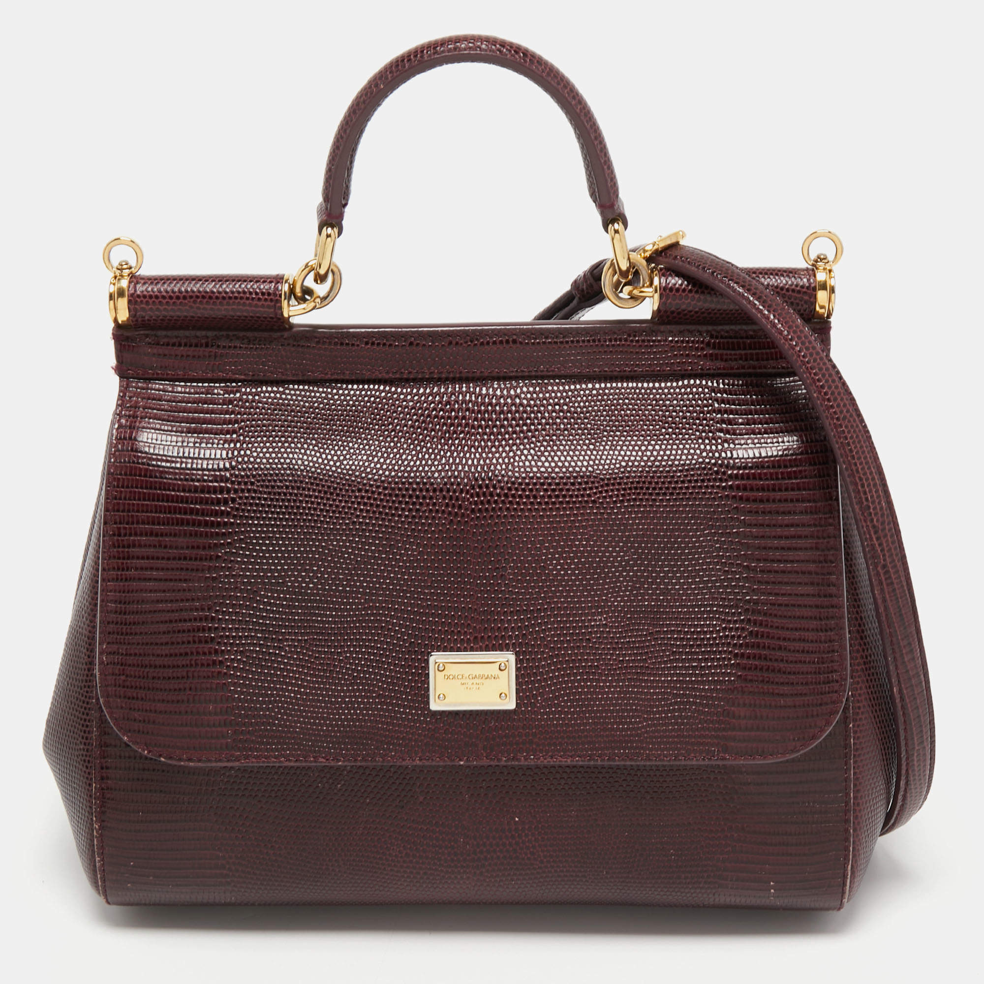 مملوكة مسبقًا حقيبة دولتشي أند غابانا ميس سيسيلي جلد بيج يد علوية متوسطة