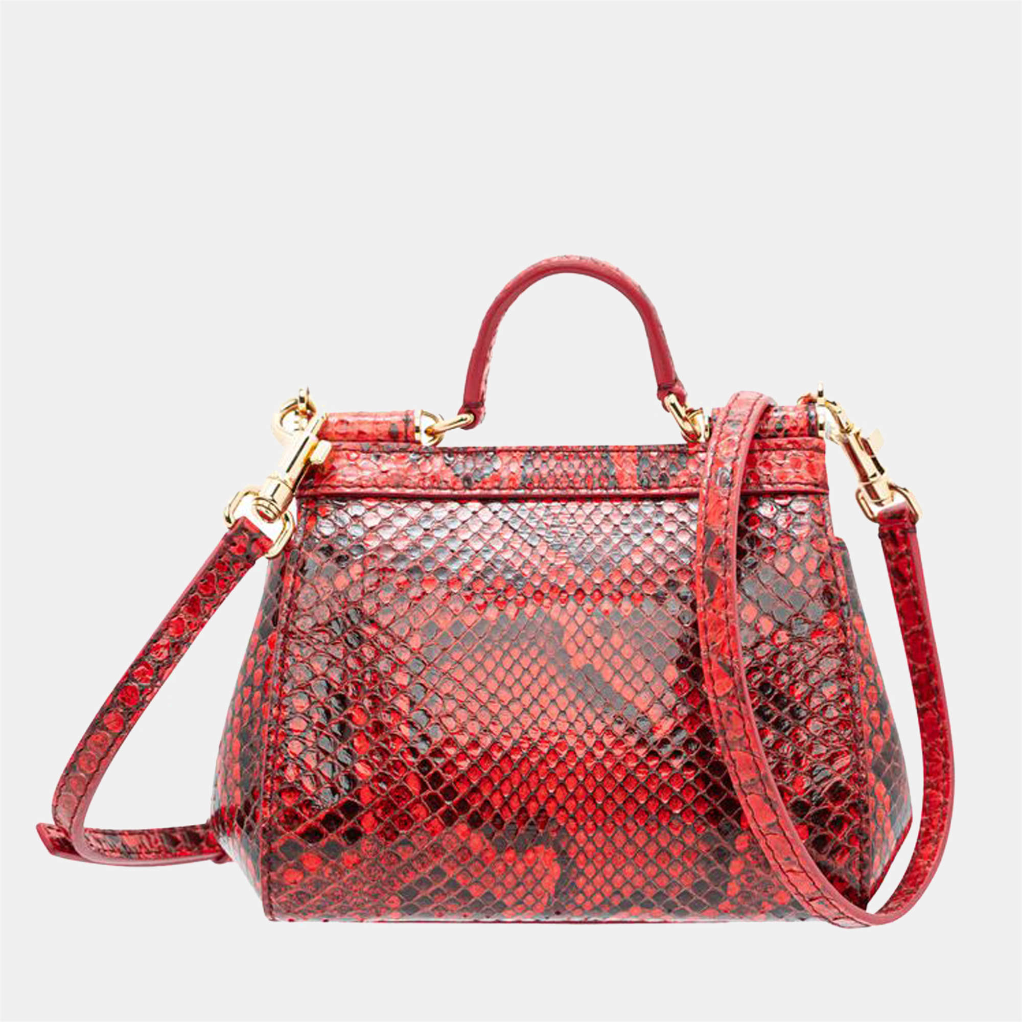 Dolce & Gabbana Miss Sicily Bag Phyton Mini Red ref.786825 - Joli Closet