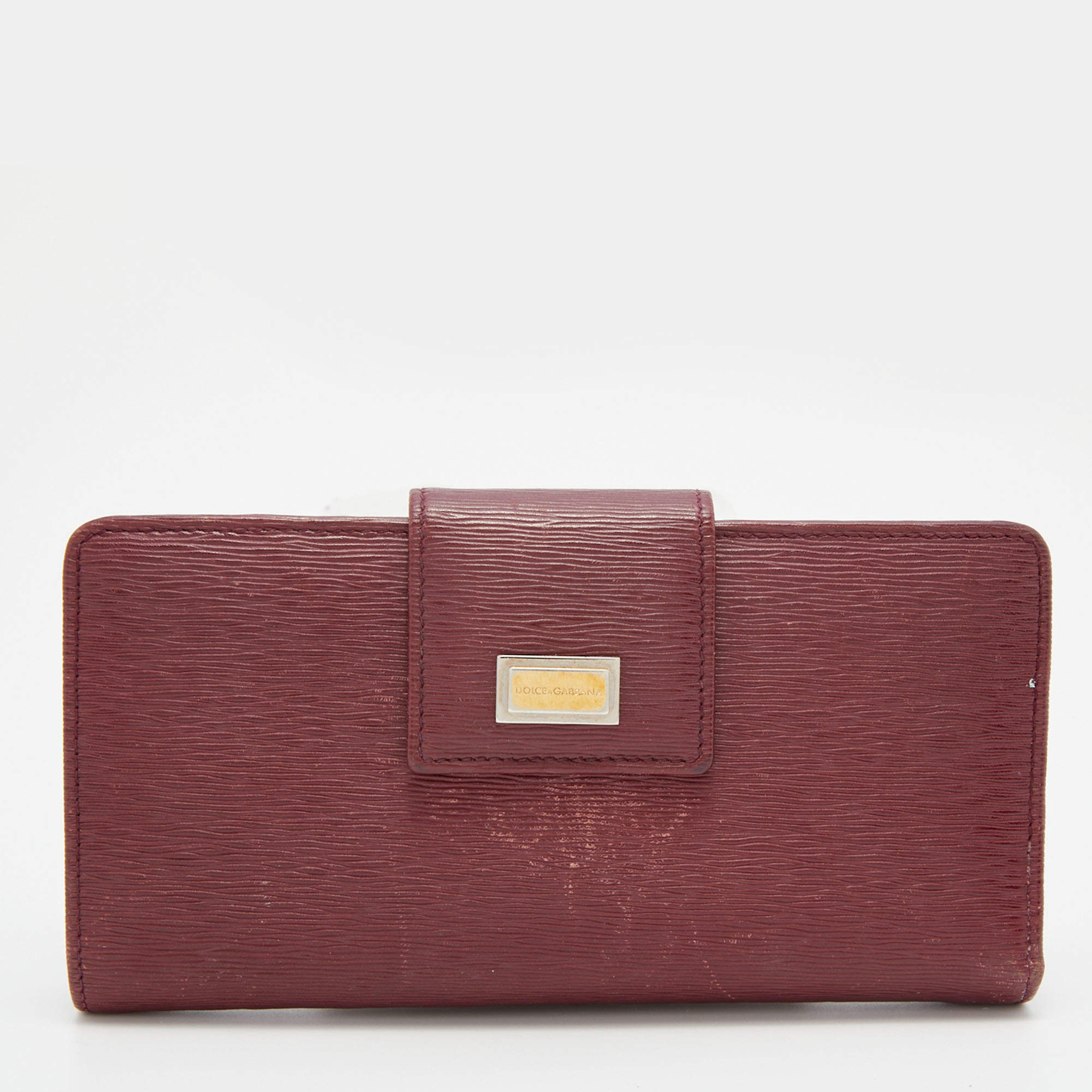 Dolce & Gabbana Burgundy Leather Flap Continental Wallet