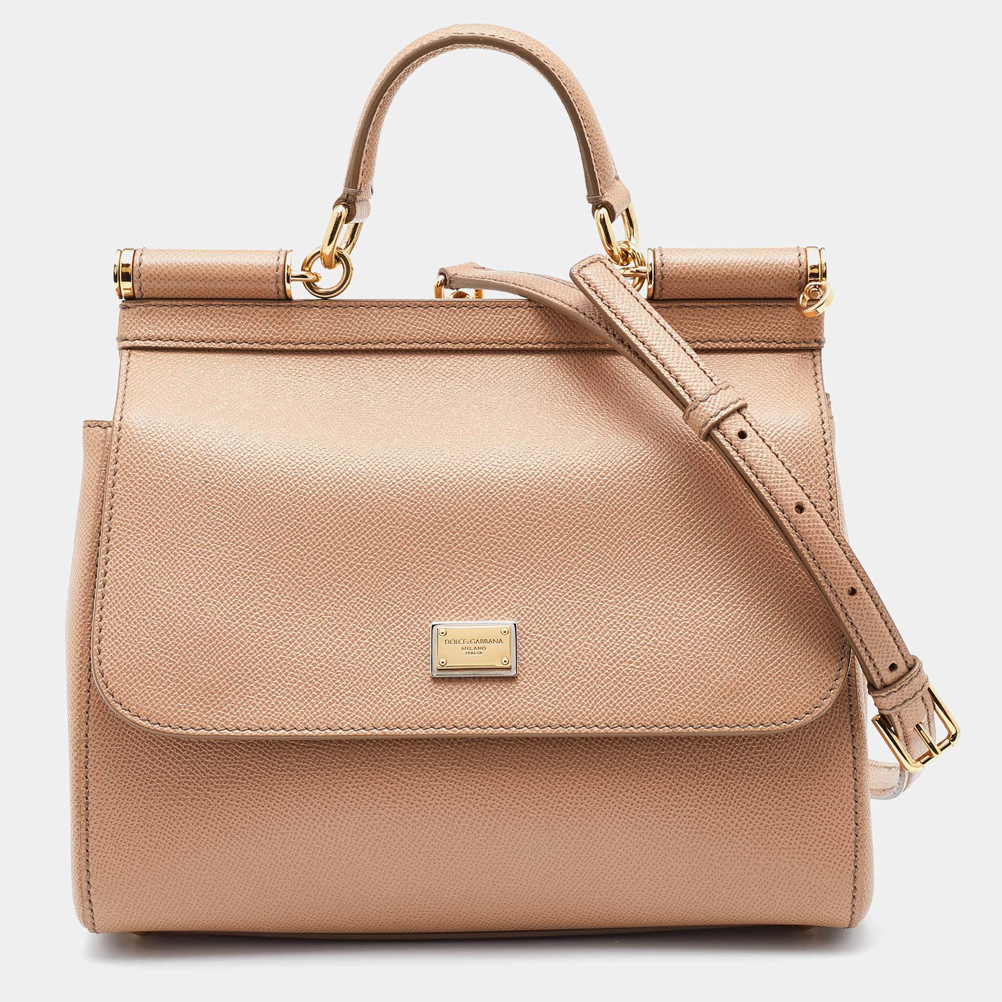 Pre Owned حقيبة دولتشي & غابانا ميس سيسيلي جلد وردي فاتح متوسطة بيد علوية