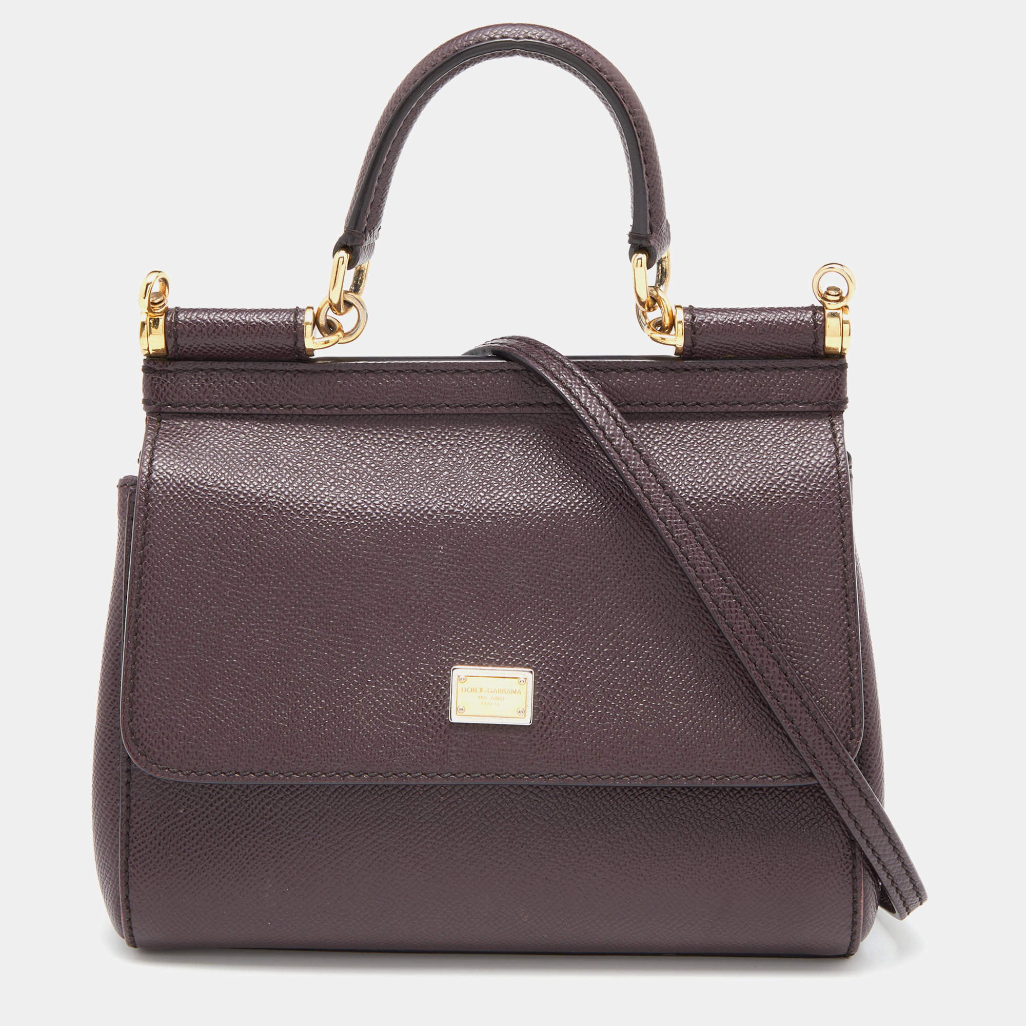 Pre Owned حقيبة يد علوية دولتشي أند غابانا ميس سيسيلي صغيرة جلد أسود