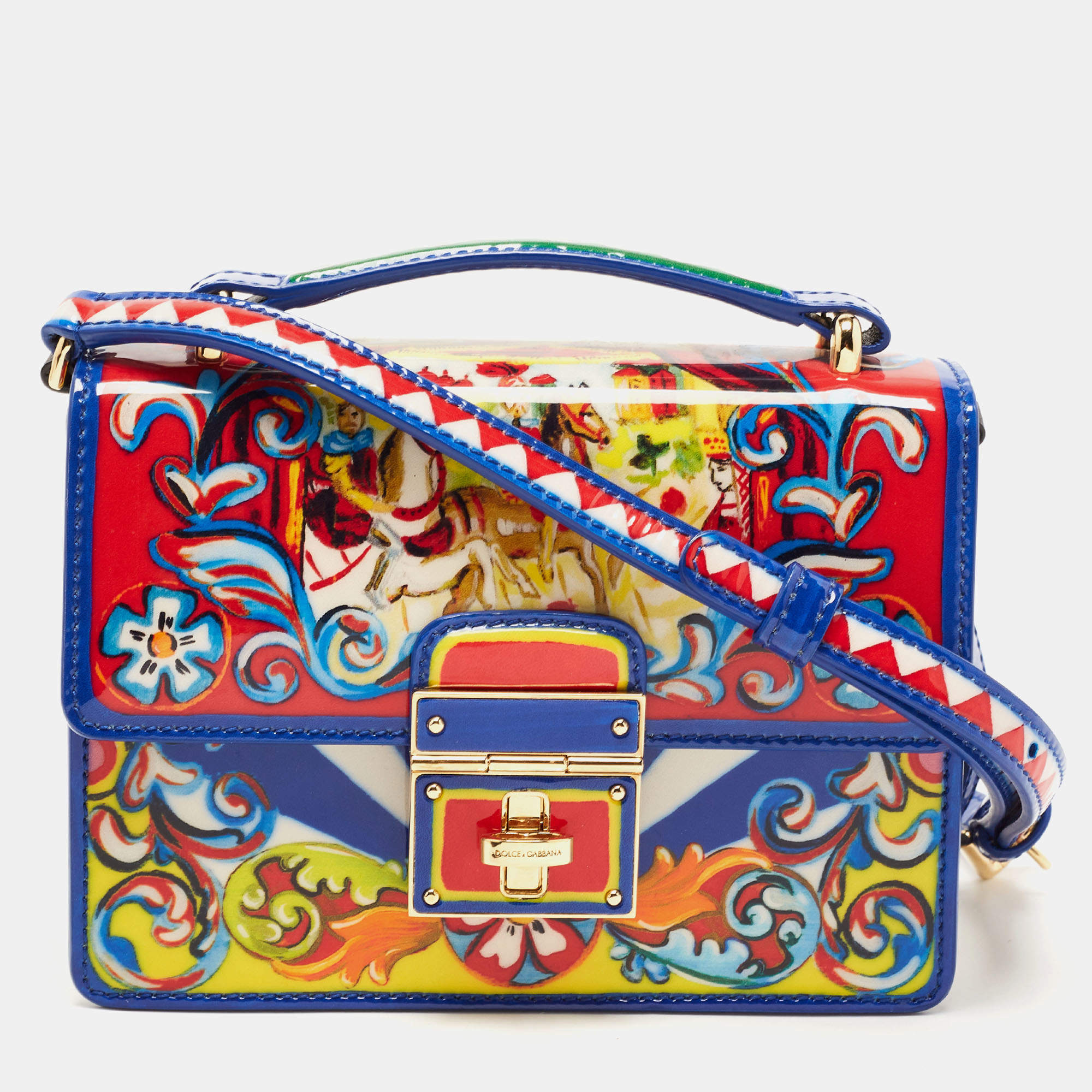 Pre Owned Dolce & Gabbana Multicolor Majolica Print PVC Rosalia Top Handle Bag