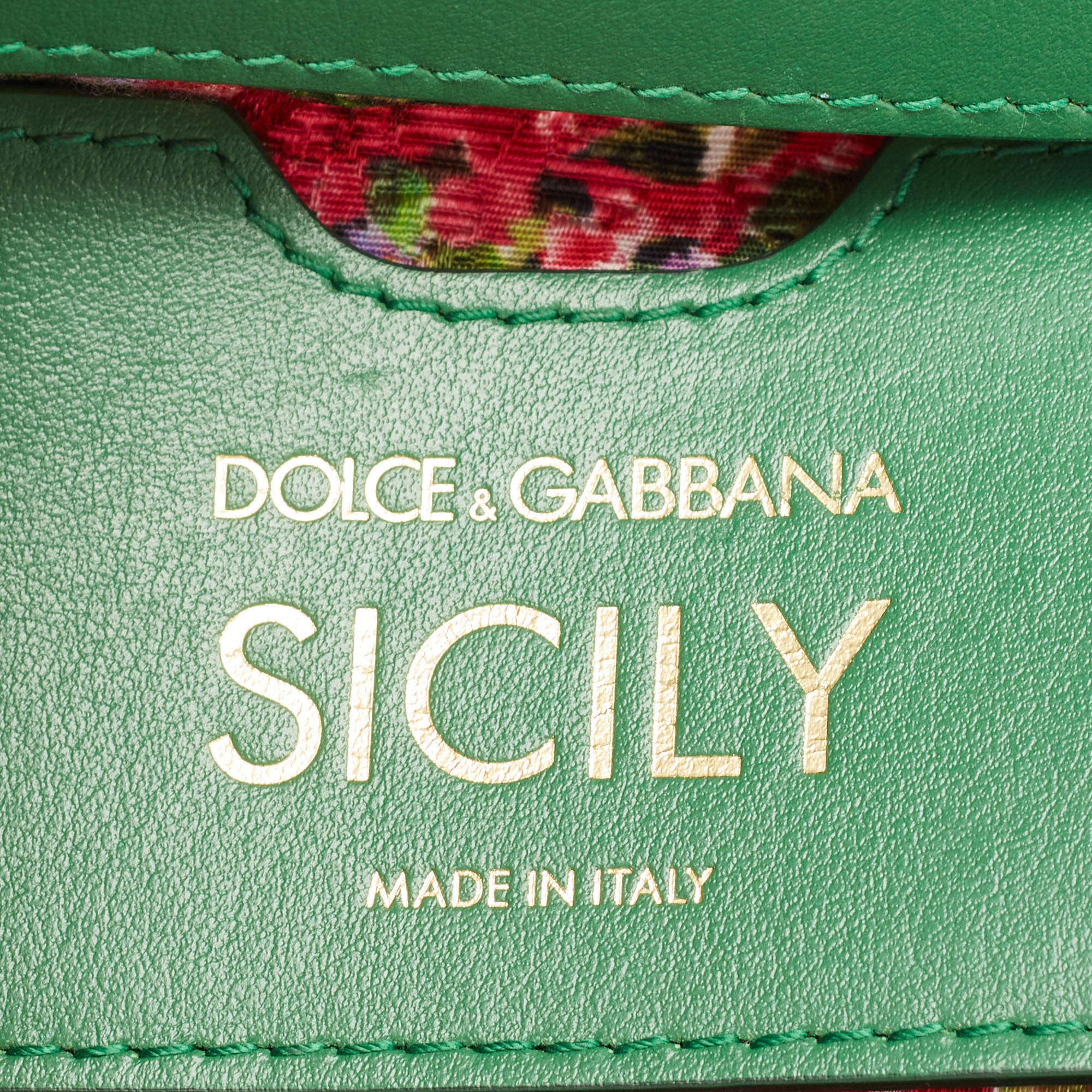 Dolce & Gabbana Neon Green Neoprene and Leather Small Miss Sicily