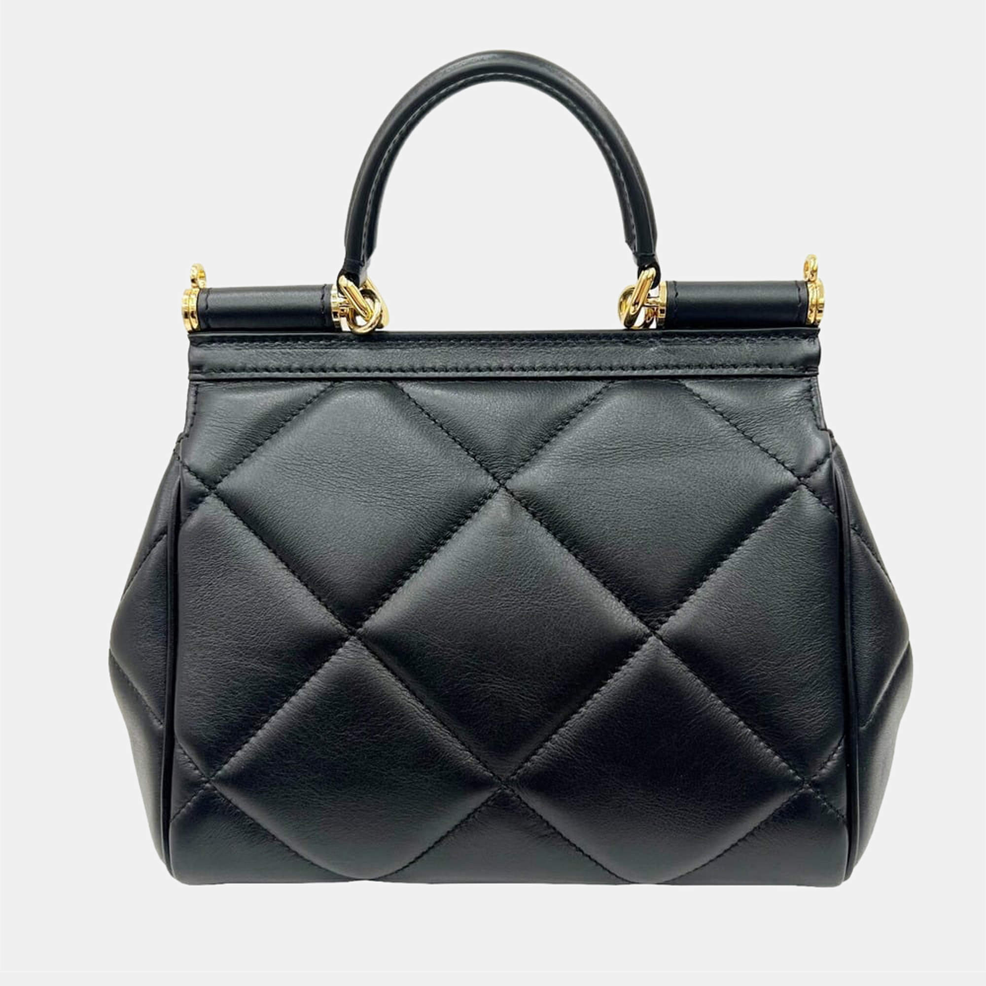 Dolce & Gabbana Black Sicily Small Quilted leather Tote Bag