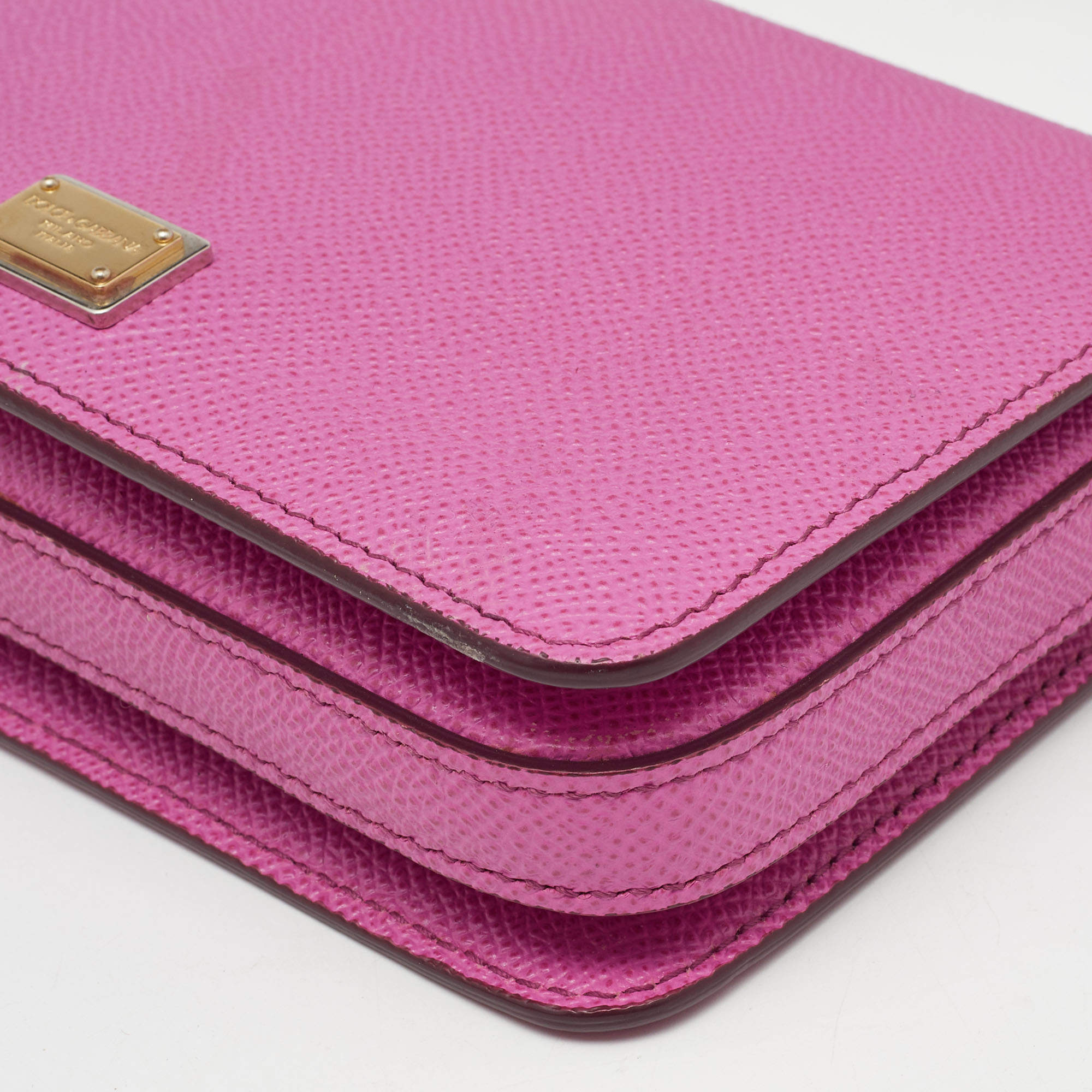 Dolce & Gabbana Pink Leather Mini Dauphine Crossbody Bag