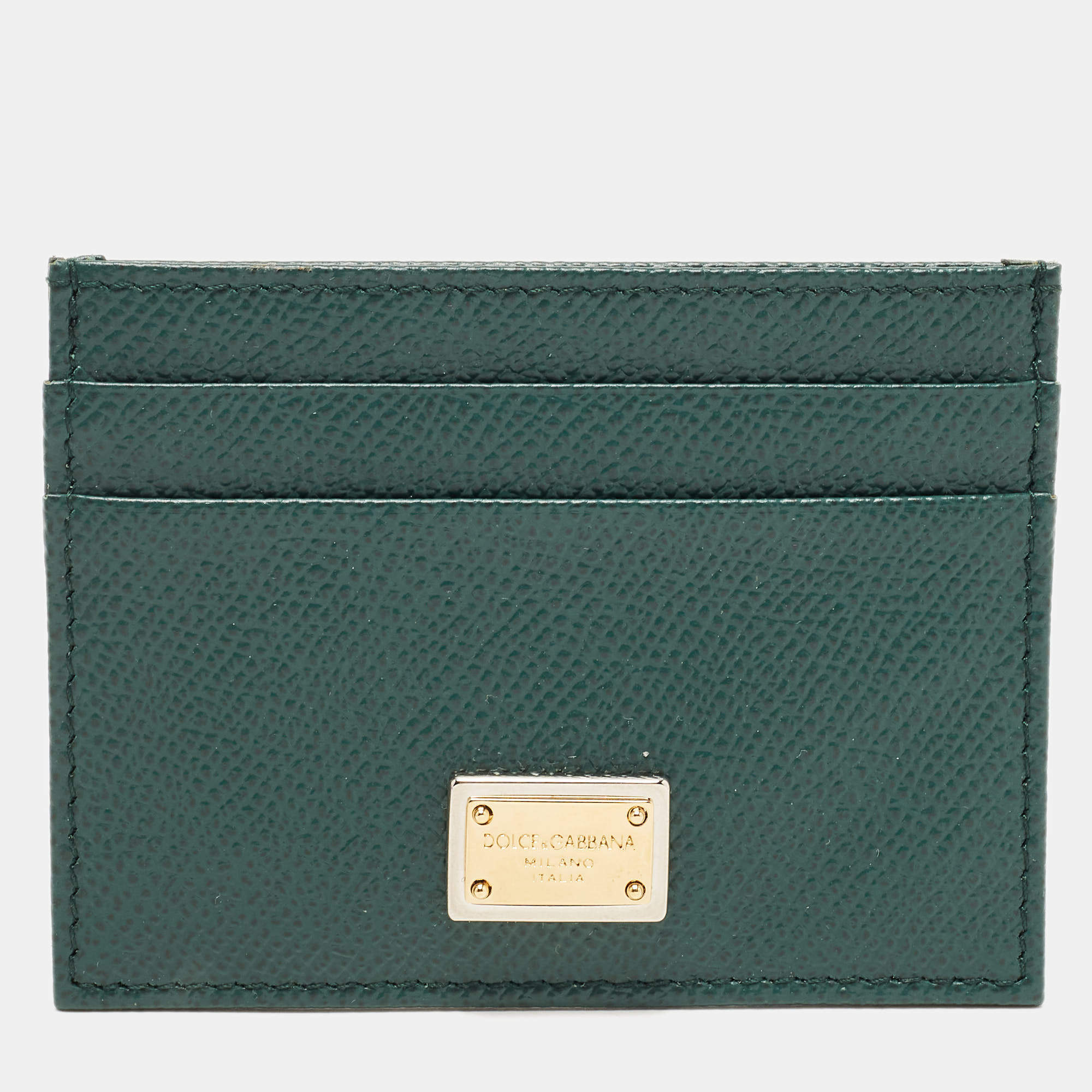 Pre Owned Dolce & Gabbana Green Leather Card Holder
