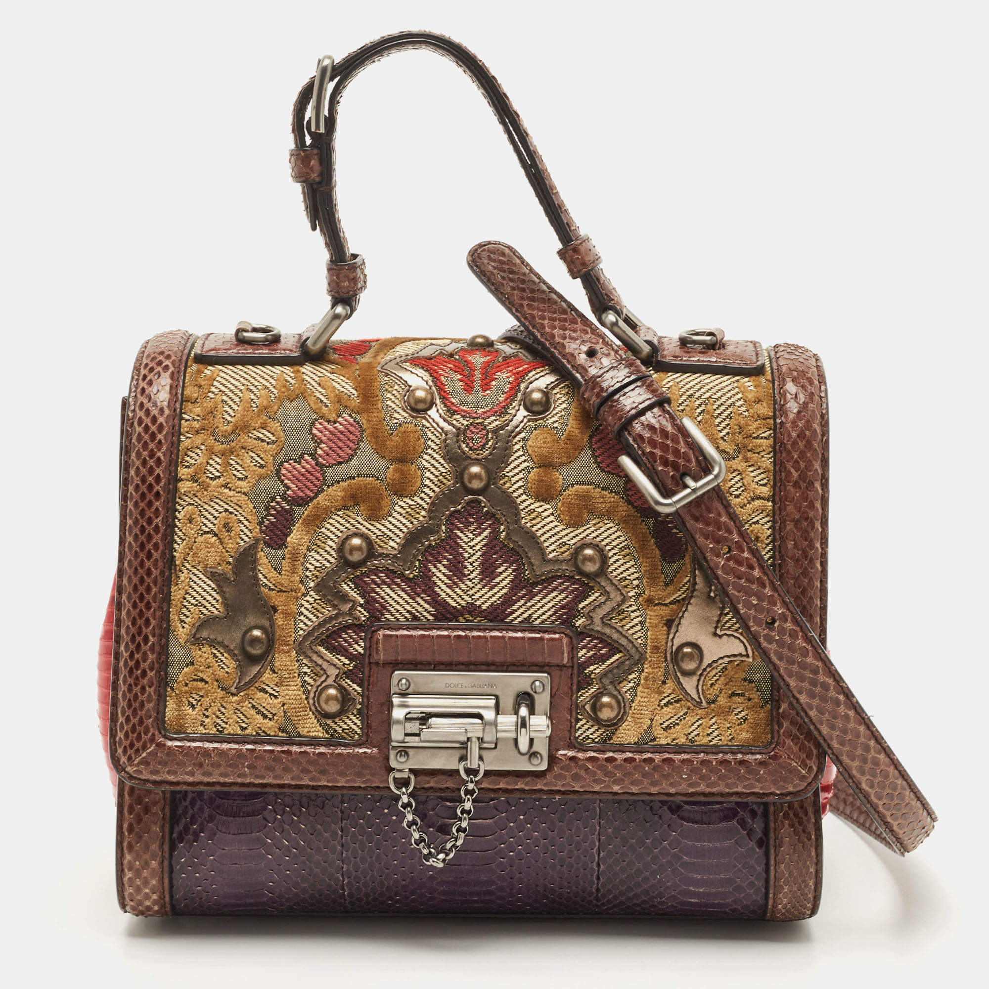 Pre Owned حقيبة دولتشي أند غابانا مونيكا متوسطة يد علوية ج لد مُستردة