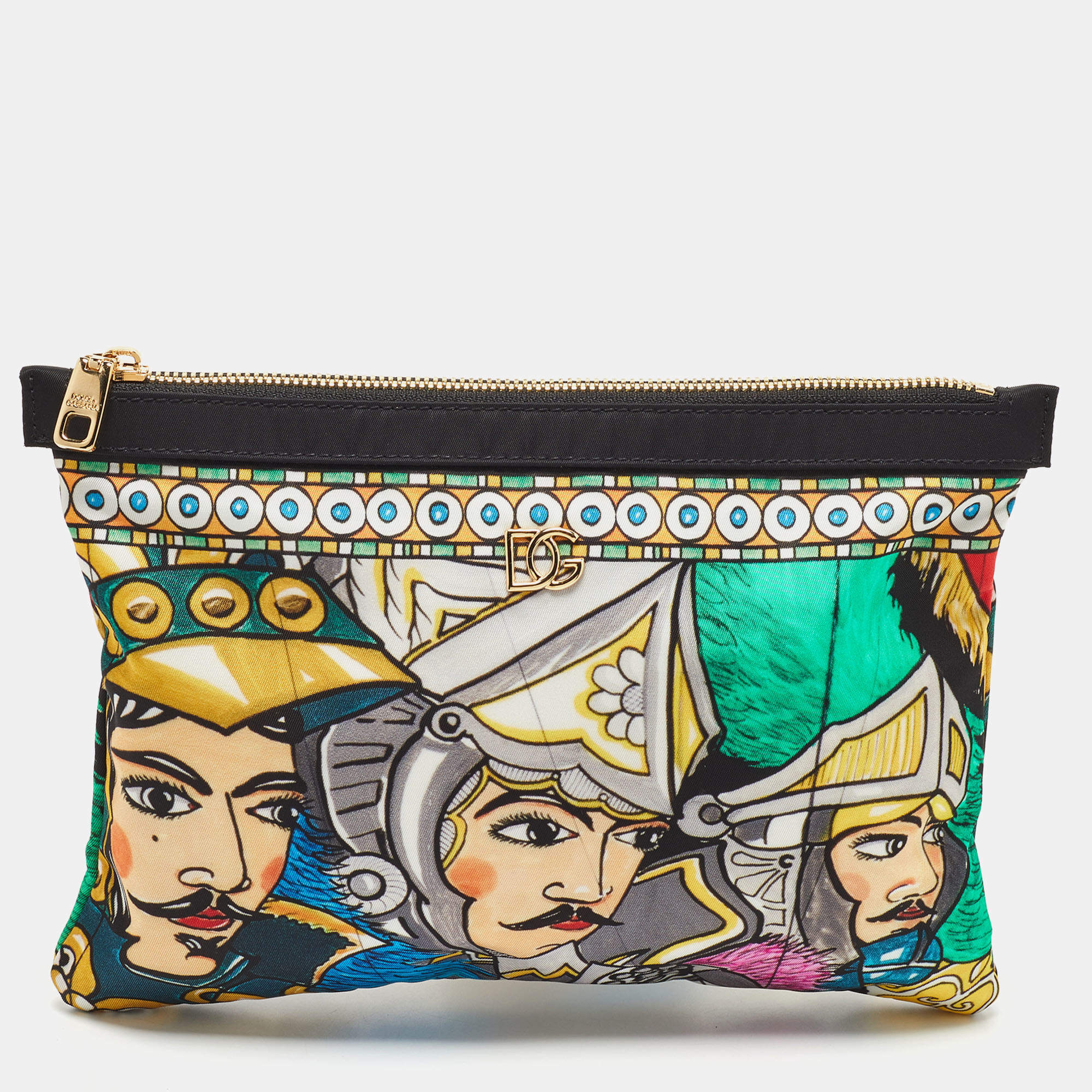 Pre Owned Dolce & Gabbana Multicolor Printed Fabric Zip Pouch
