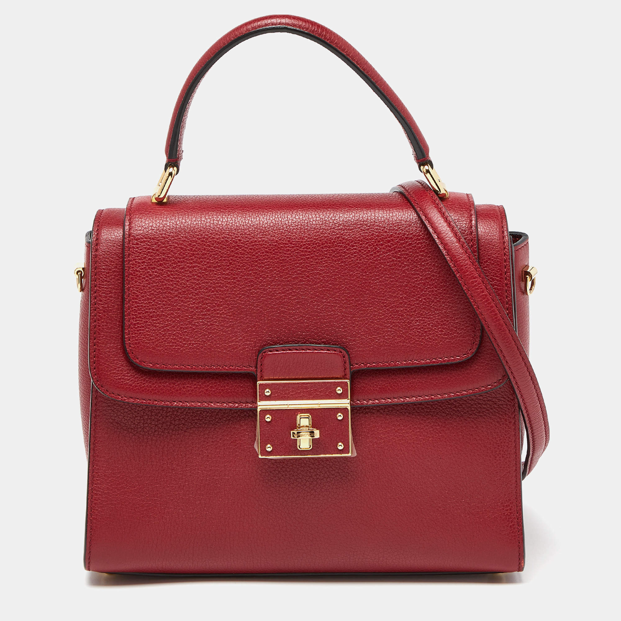 Pre Owned Dolce & Gabbana Red Leather Greta Top Handle Bag