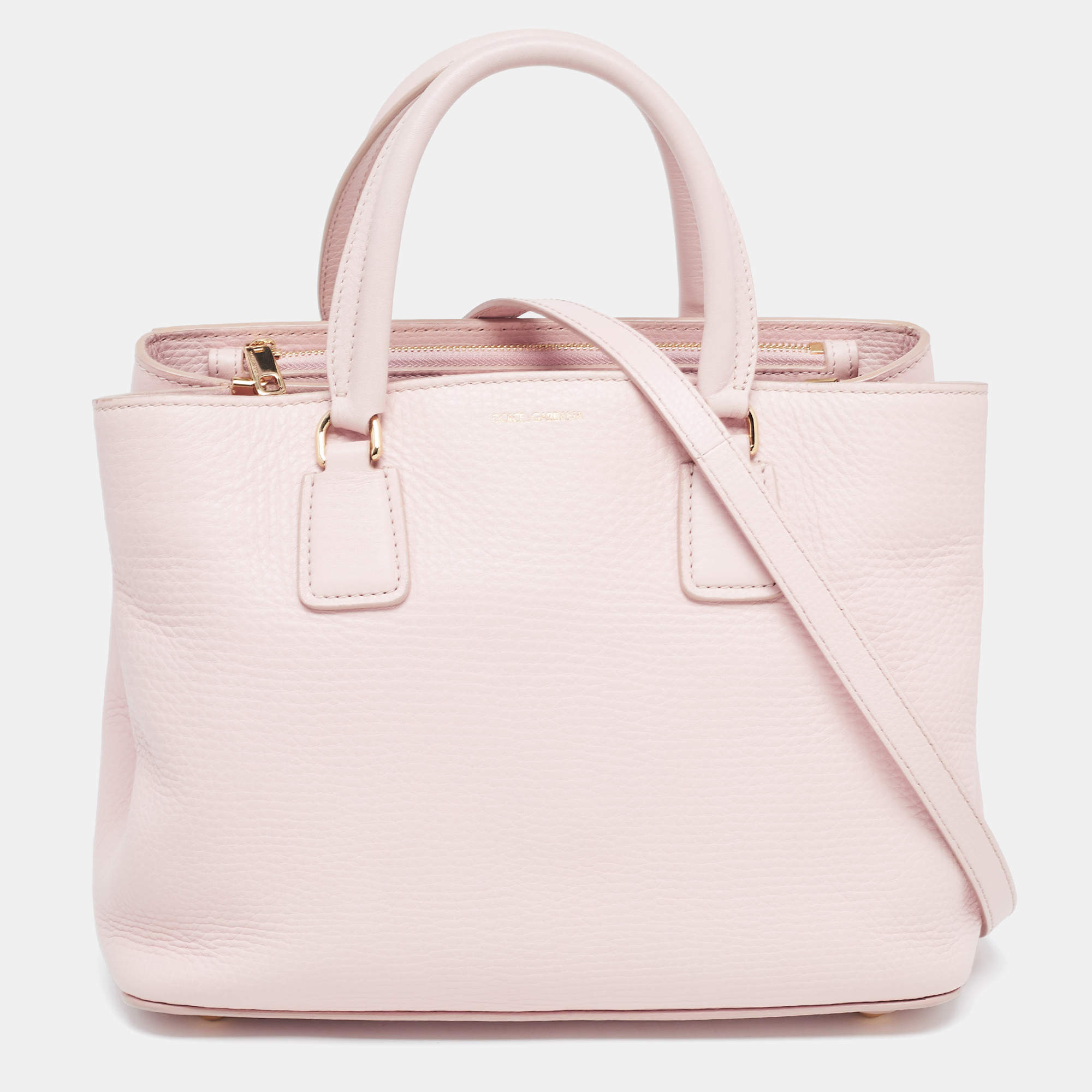 Pre Owned Dolce & Gabbana Pink Grained Leather Tote