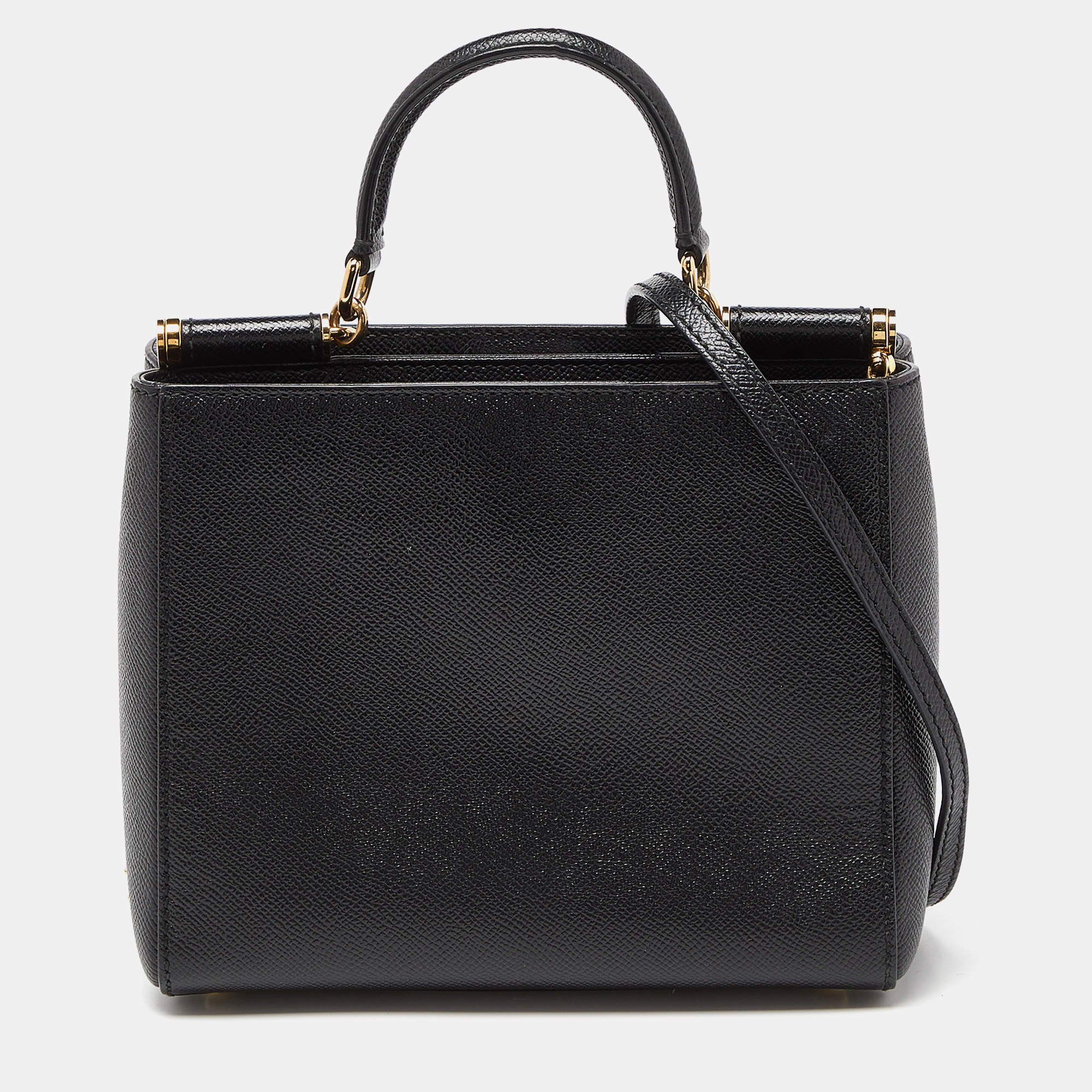 Pre Owned Dolce & Gabbana Black Leather Miss Sicily Tote