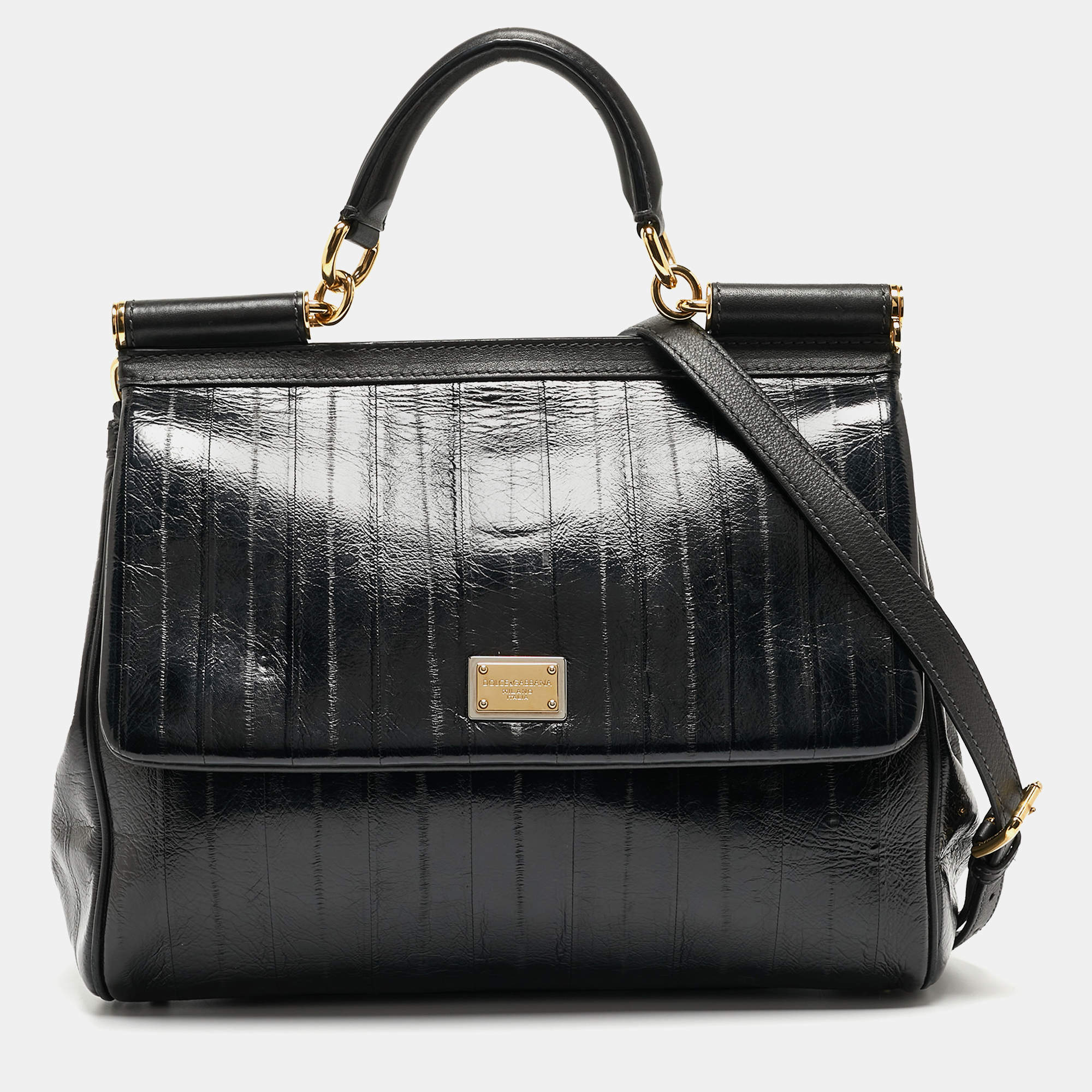 مملوكة مسبقًا حقيبة دولتشي أند غابانا ميس سيسيلي جلد إيل بنفسجي كبيرة