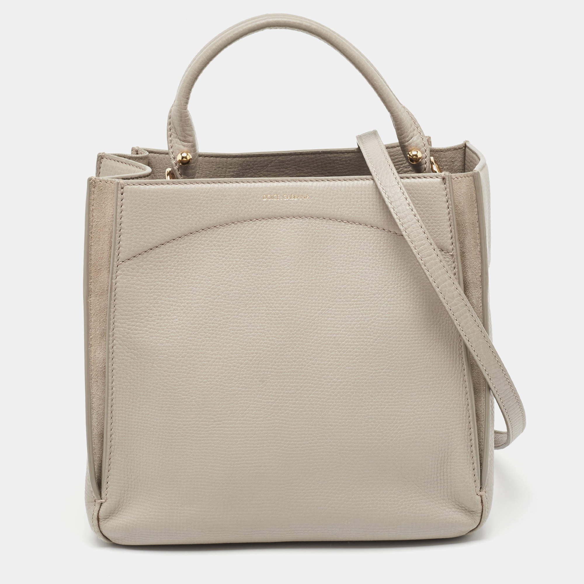 Pre Owned Dolce & Gabbana Grey Leather Top Handle Bag