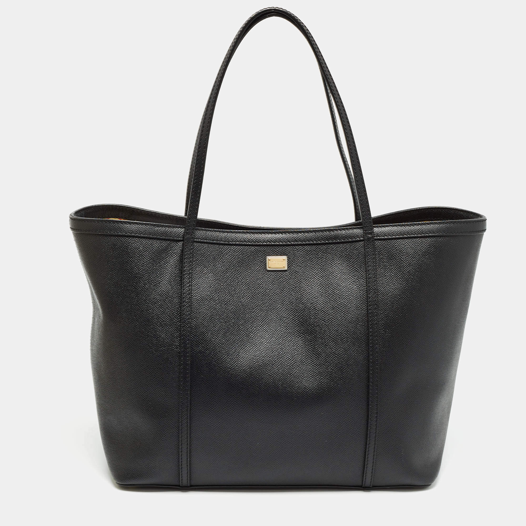 Pre Owned Dolce & Gabbana Black Leather Miss Escape Shopper Tote