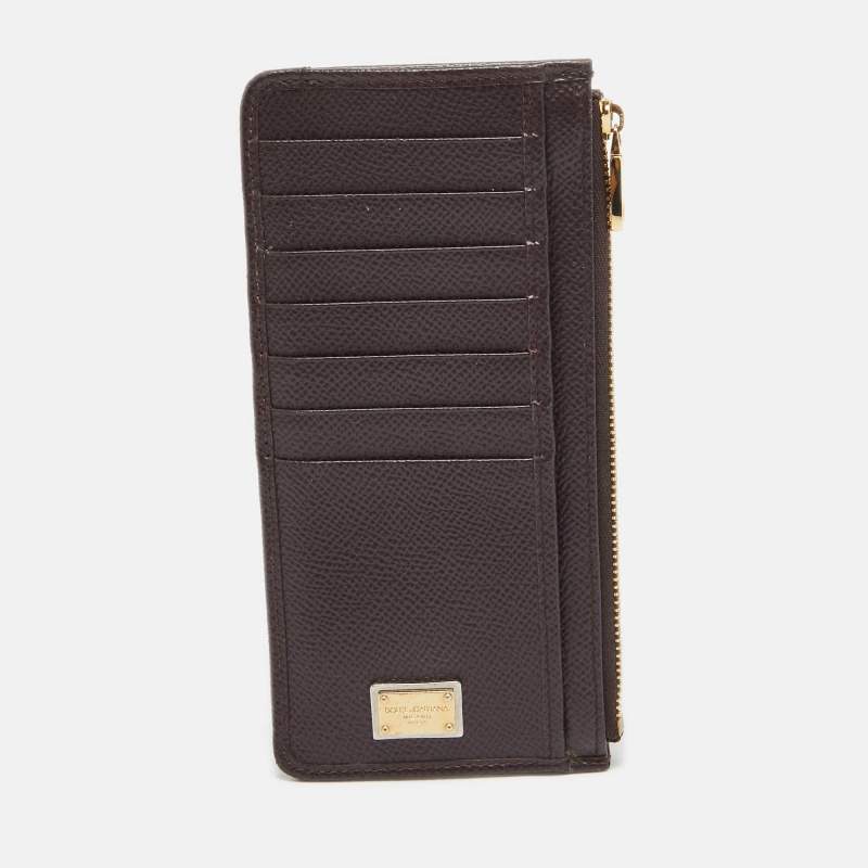 Dolce & Gabbana Burgundy Leather Long Zip Card Holder