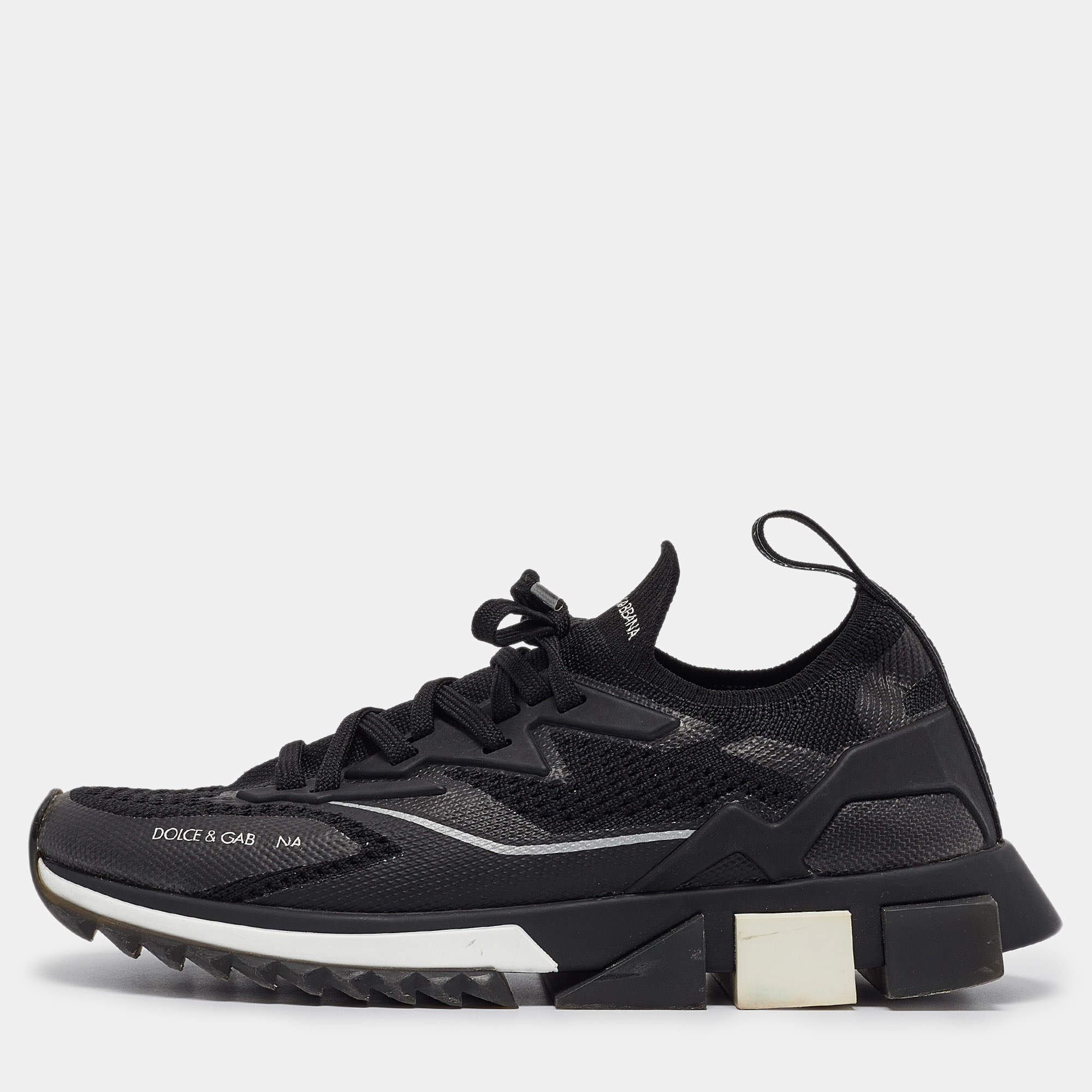 Pre Owned Dolce & Gabbana Black Fabric Sorrento Sneakers Size 40