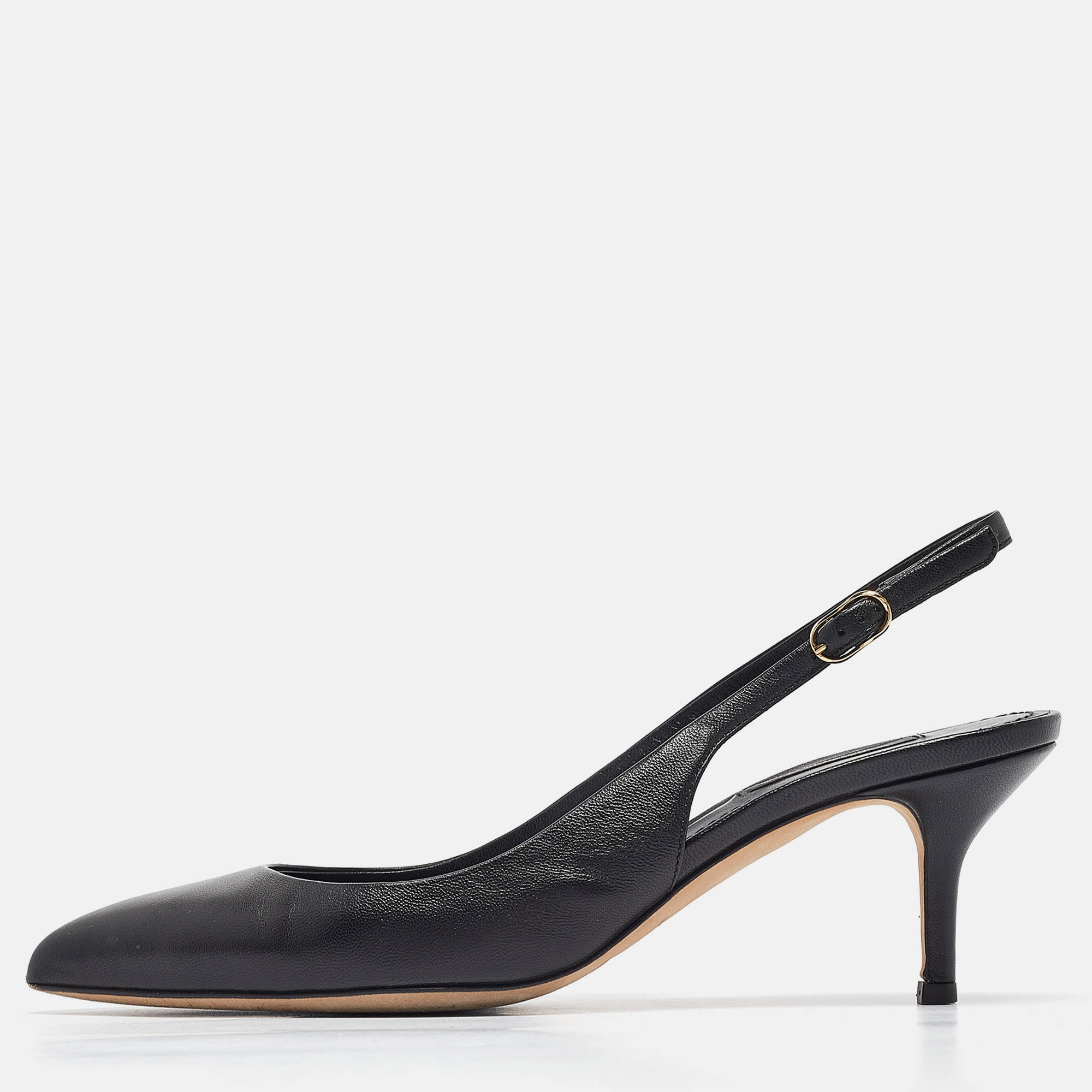 Pre Owned Dolce & Gabbana Black Leather Slingback Pumps Size 38