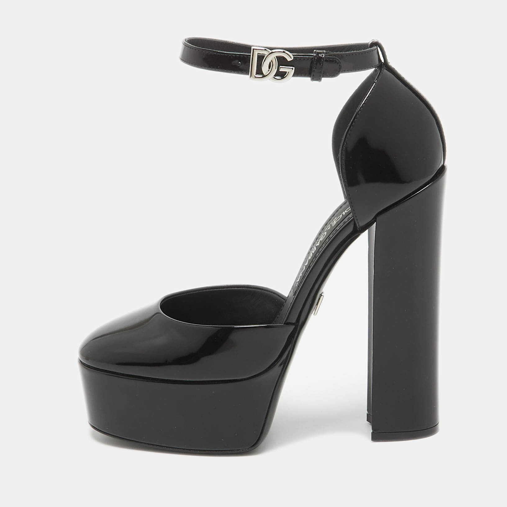 Pre Owned Dolce & Gabbana Black Patent Leather Platform Pumps  Size 37