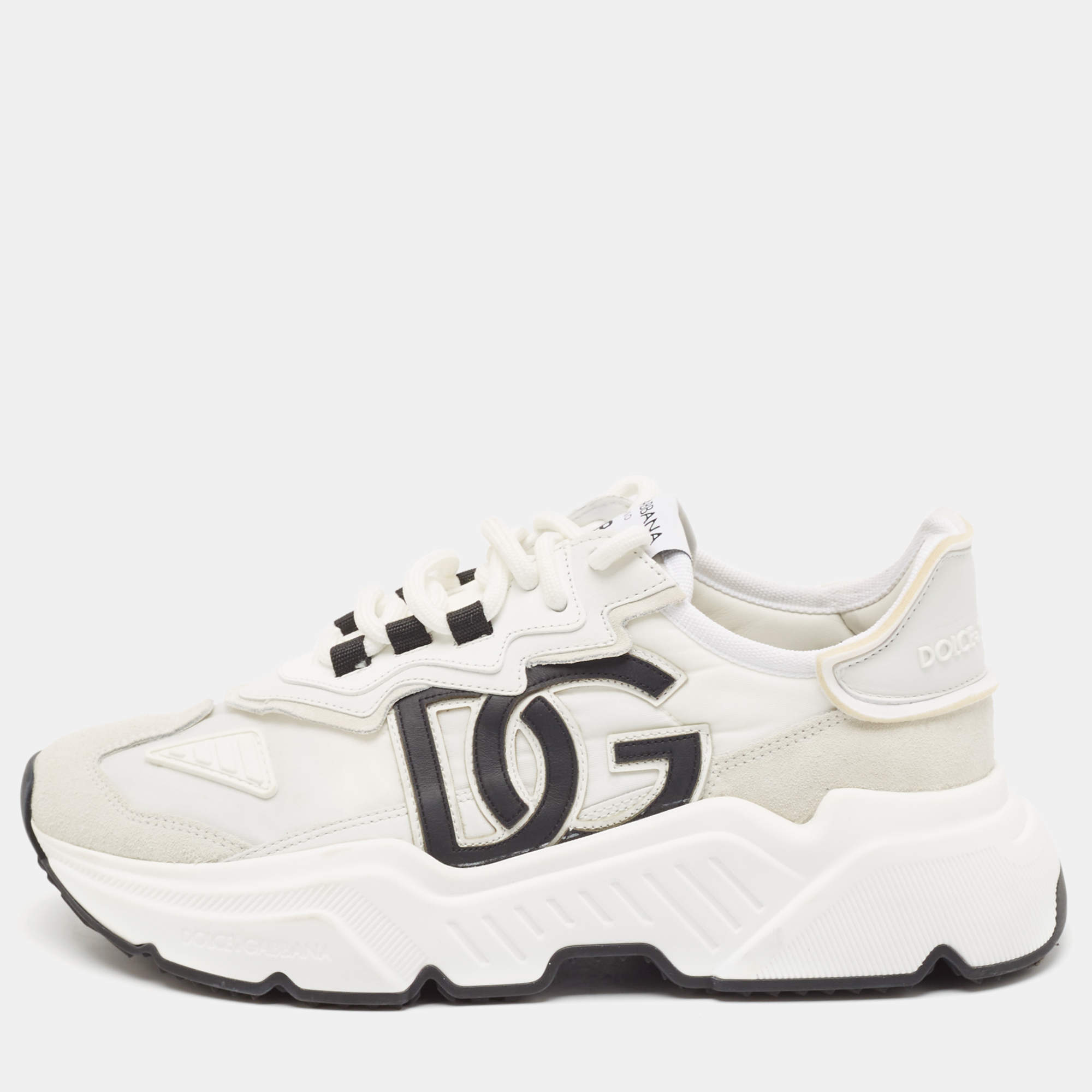 Pre Owned Dolce & Gabbana White Suede and Nylon Daymaster Sneakers Size 40