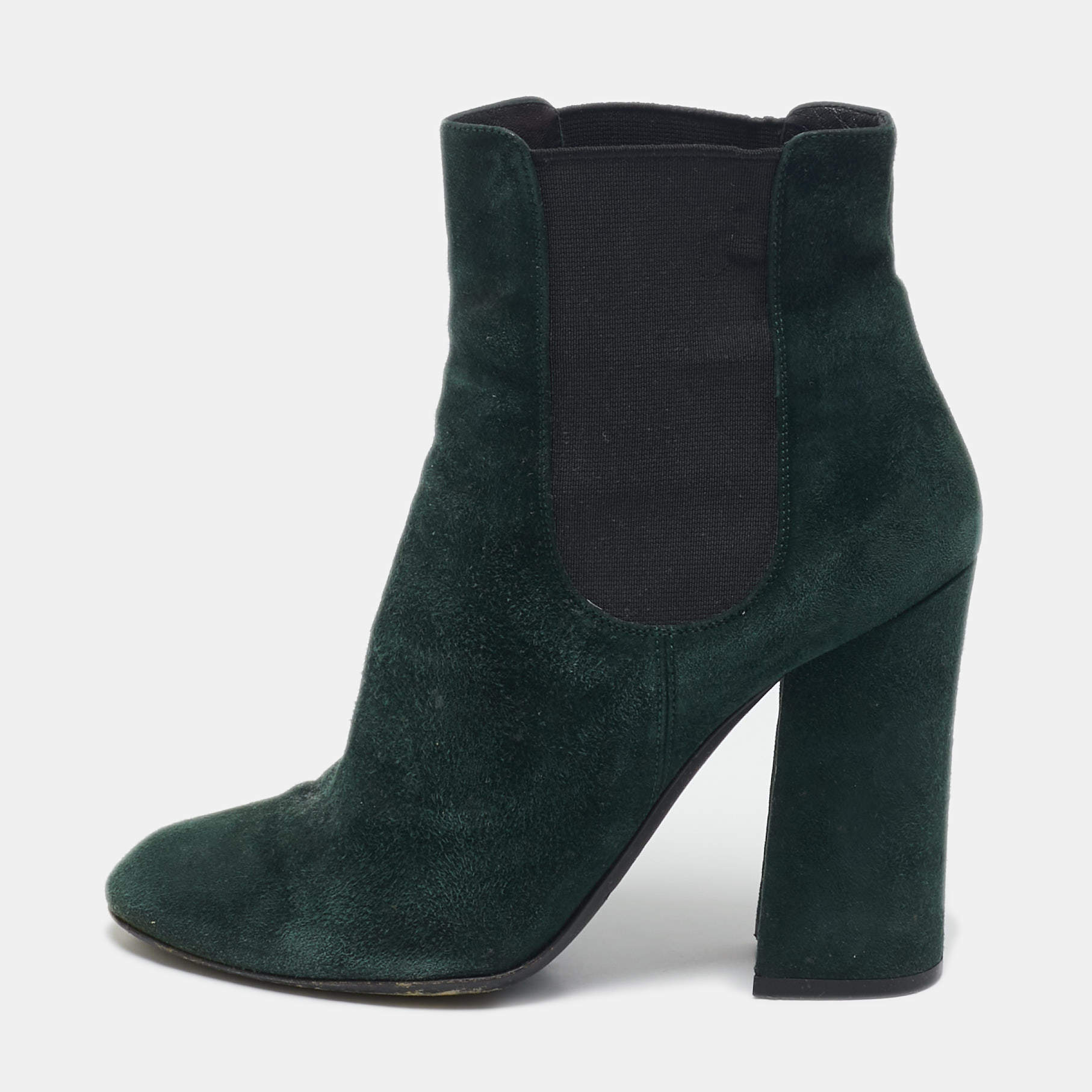 Dolce & Gabbana Green Suede Block Heel Ankle Length Boots Size 38