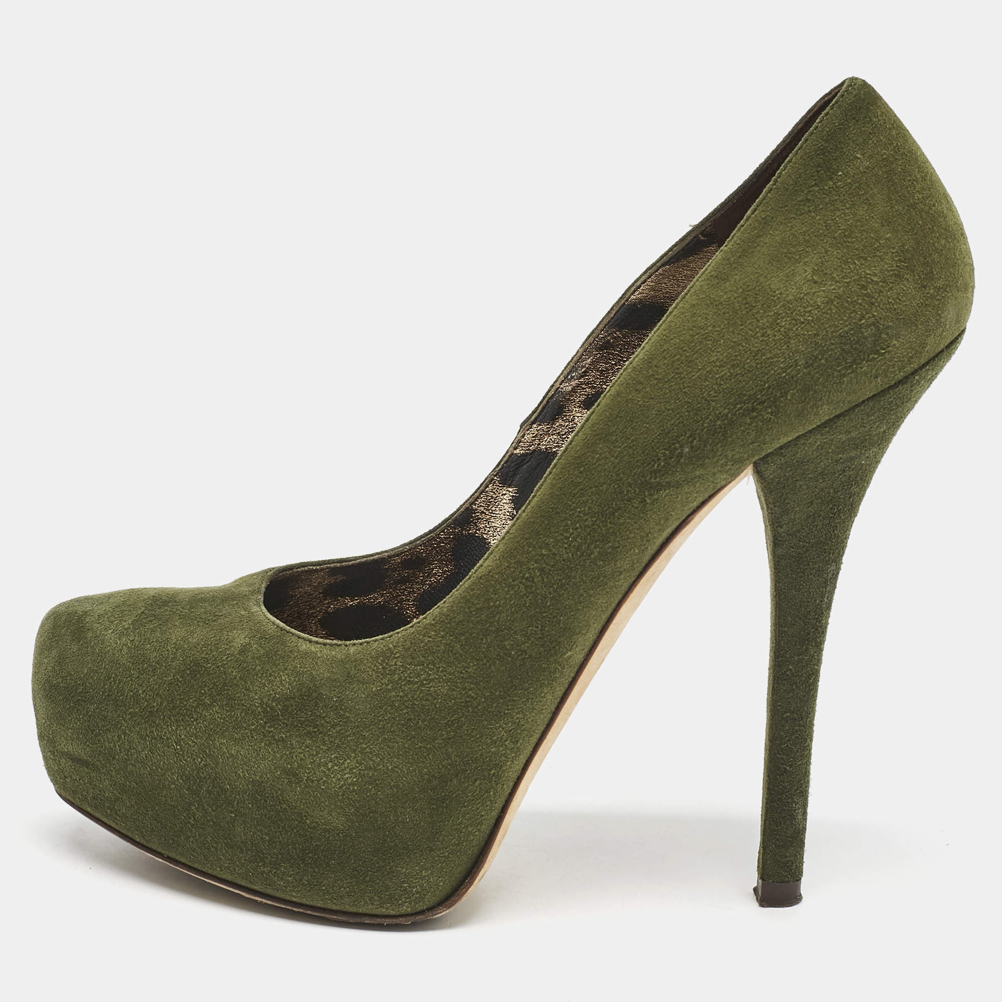 Dolce & Gabbana Green Suede Platform Pumps Size 36