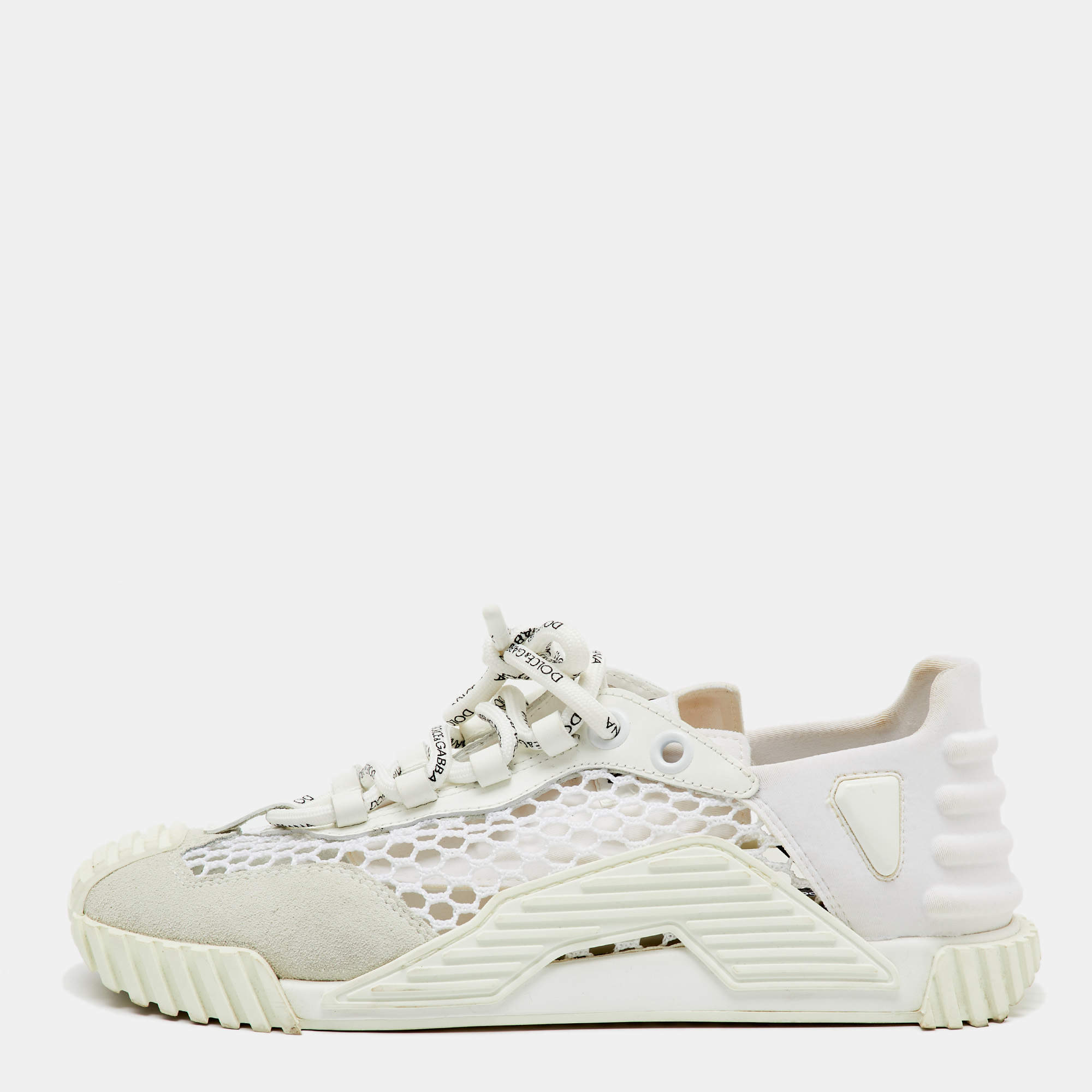 Dolce & Gabbana White Suede, Neoprene and Mesh NS1 Sneakers Size 38