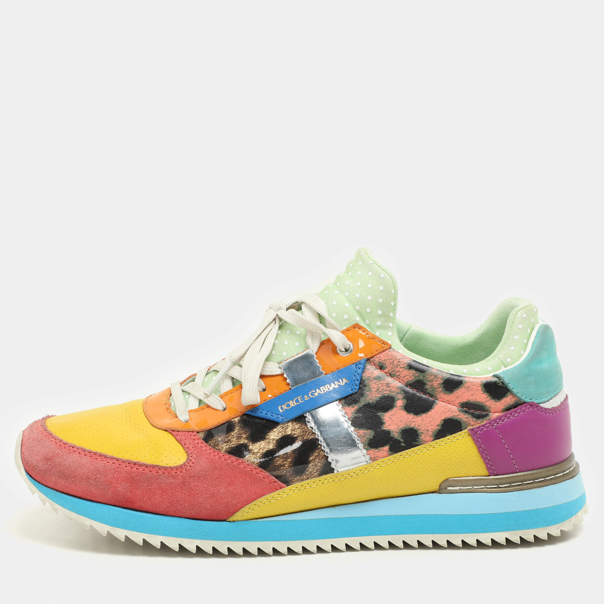 Pre Owned حذاء رياضي دولتشي أند غابانا طراز منخفض من أعلى شبكة و جلد أسود مقاس 42