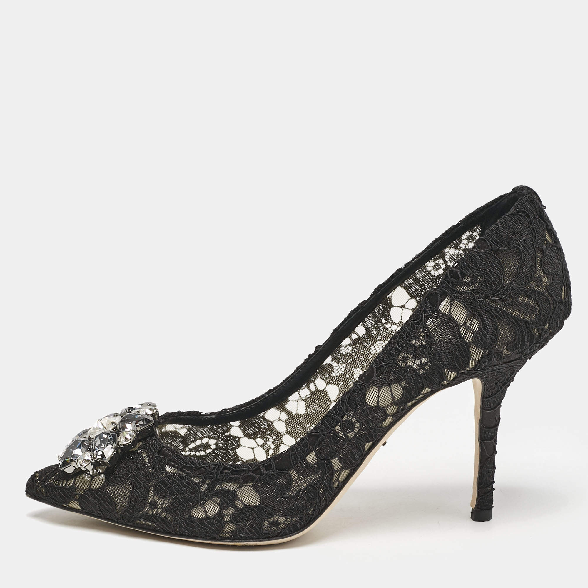 Dolce & Gabbana Black Lace Bellucci Pumps Size 38.5