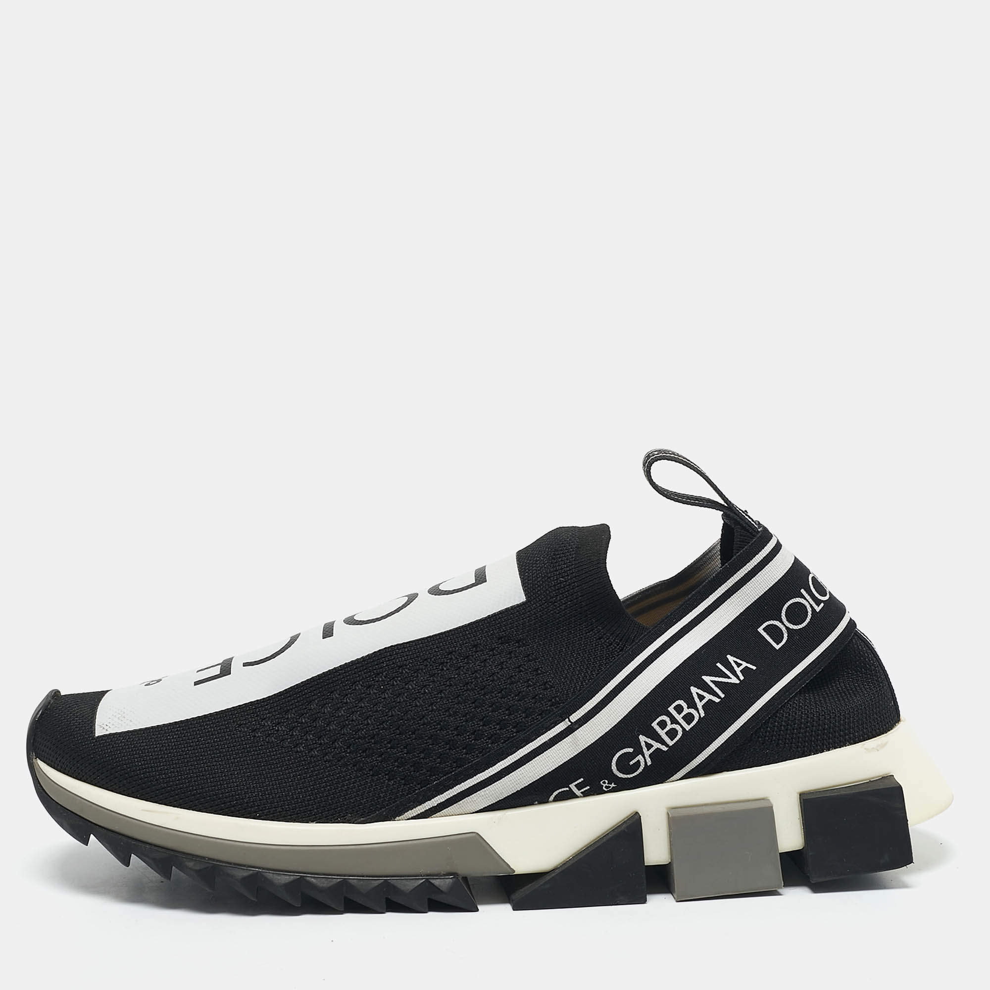 Dolce & Gabbana Black Fabric Sorrento Slip On Sneakers Size 38.5