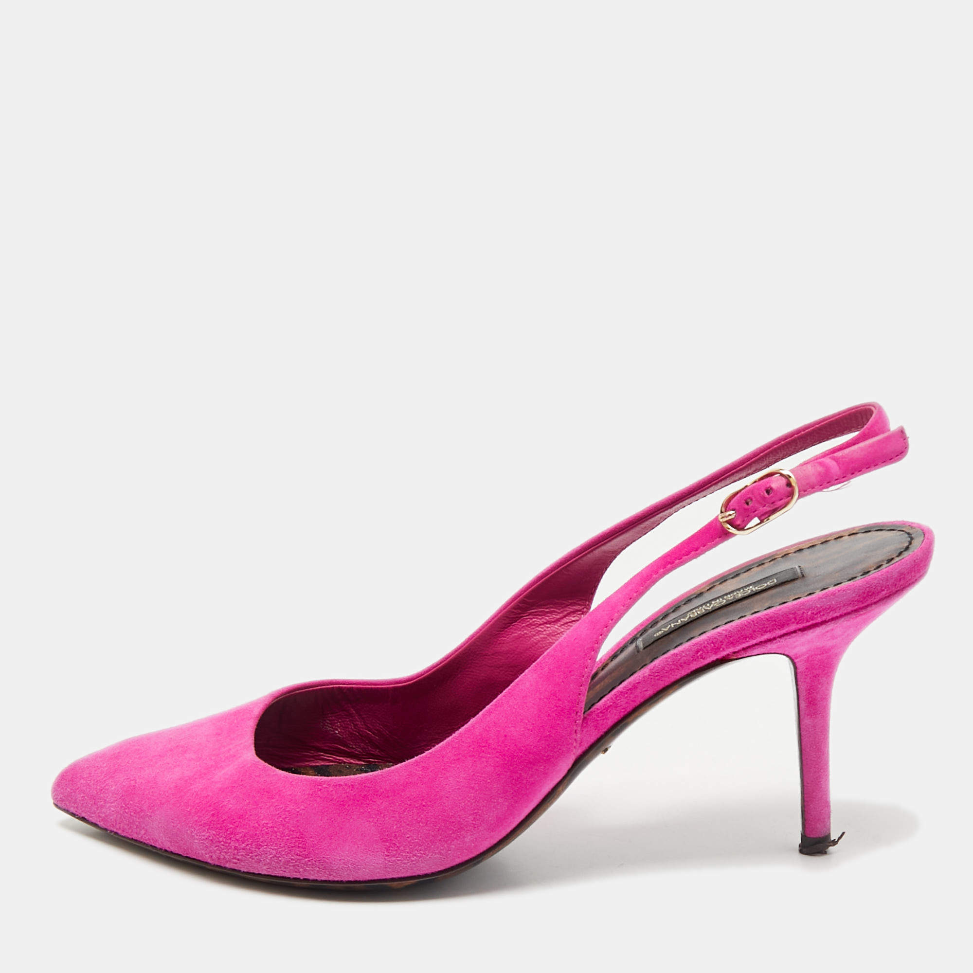 Dolce & Gabbana Pink Suede Pointed Toe Slingback Pumps Size 39