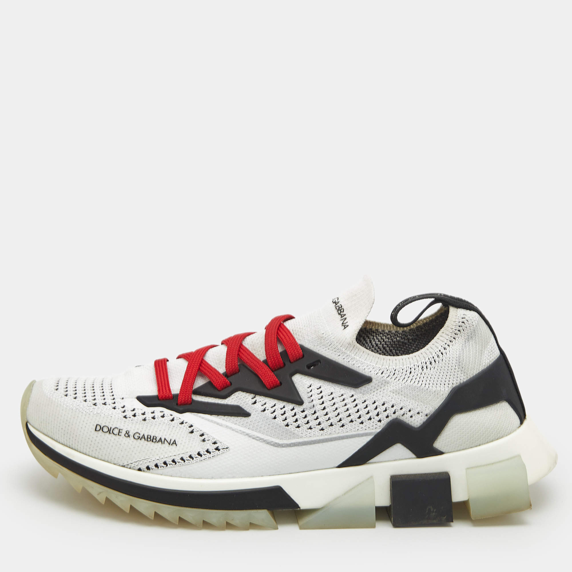 Pre Owned Dolce & Gabbana Black Knit Fabric Sorrento Sneakers Size 40