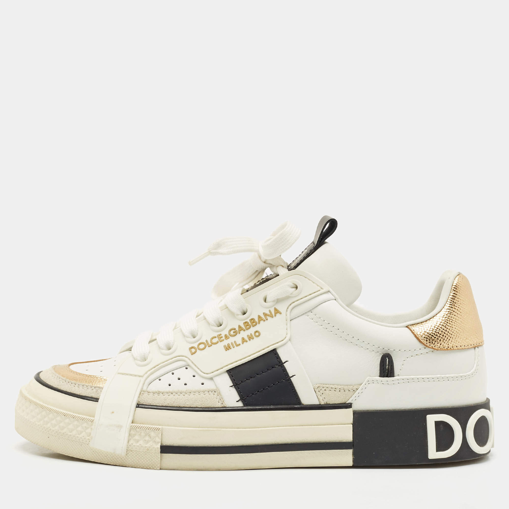 Dolce & Gabbana Multicolor Leather and Suede Custom 2.Zero Sneakers Size 38