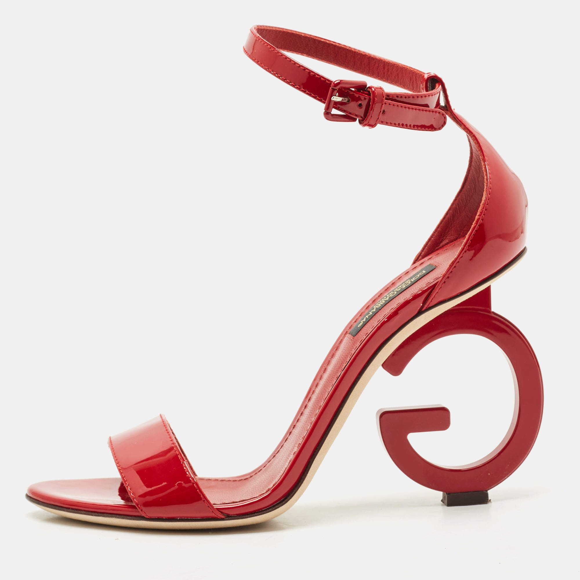 Dolce & Gabbana Red Patent Leather Keira DG Sandals Size 37