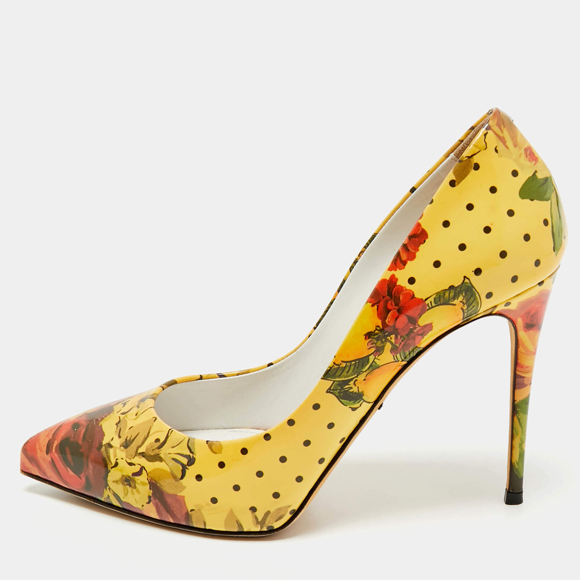 Dolce & Gabbana Multicolor Floral Printed Patent Leather Pointed Toe Pumps Size 36