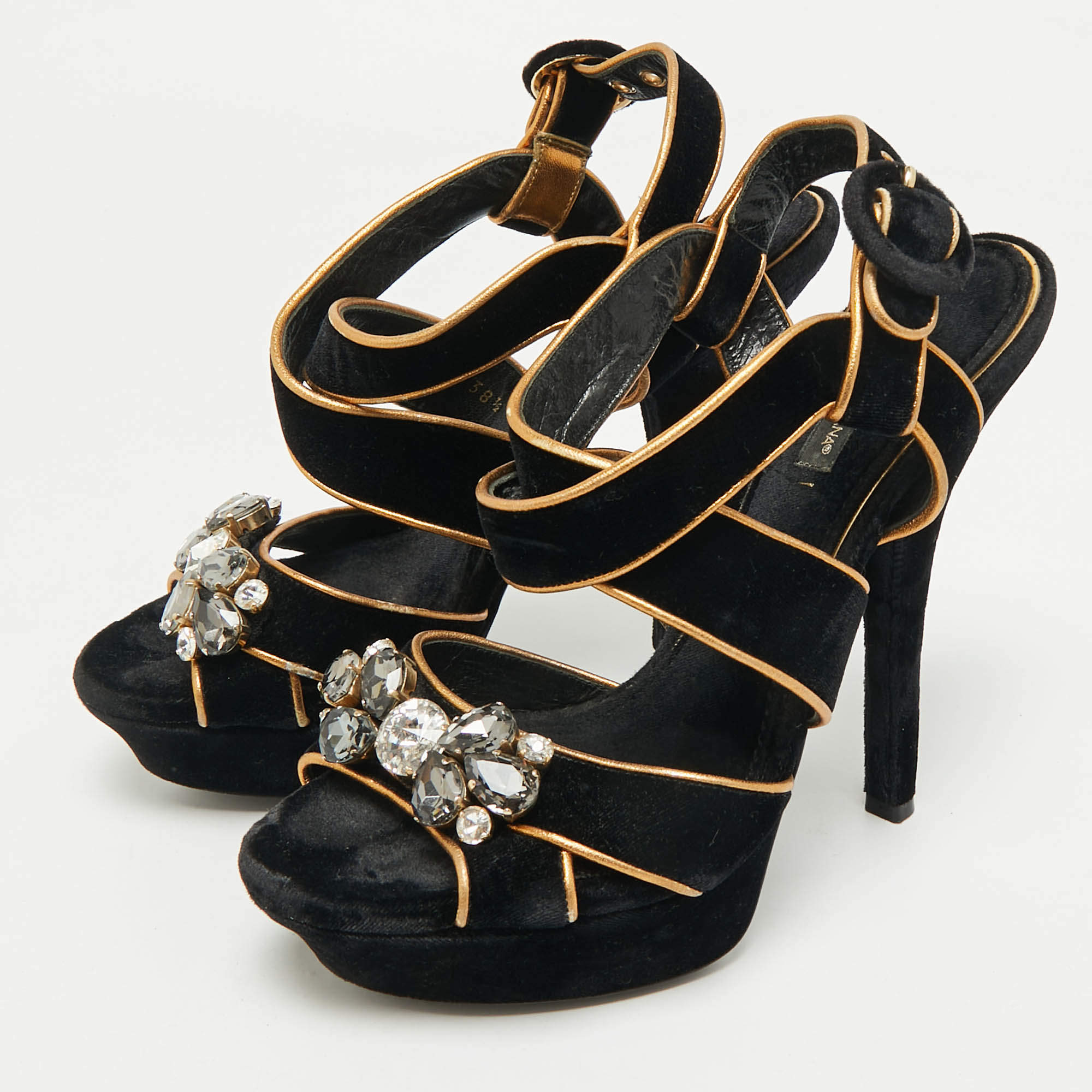 Dolce & Gabbana Gold Knotted Metallic Leather Platform