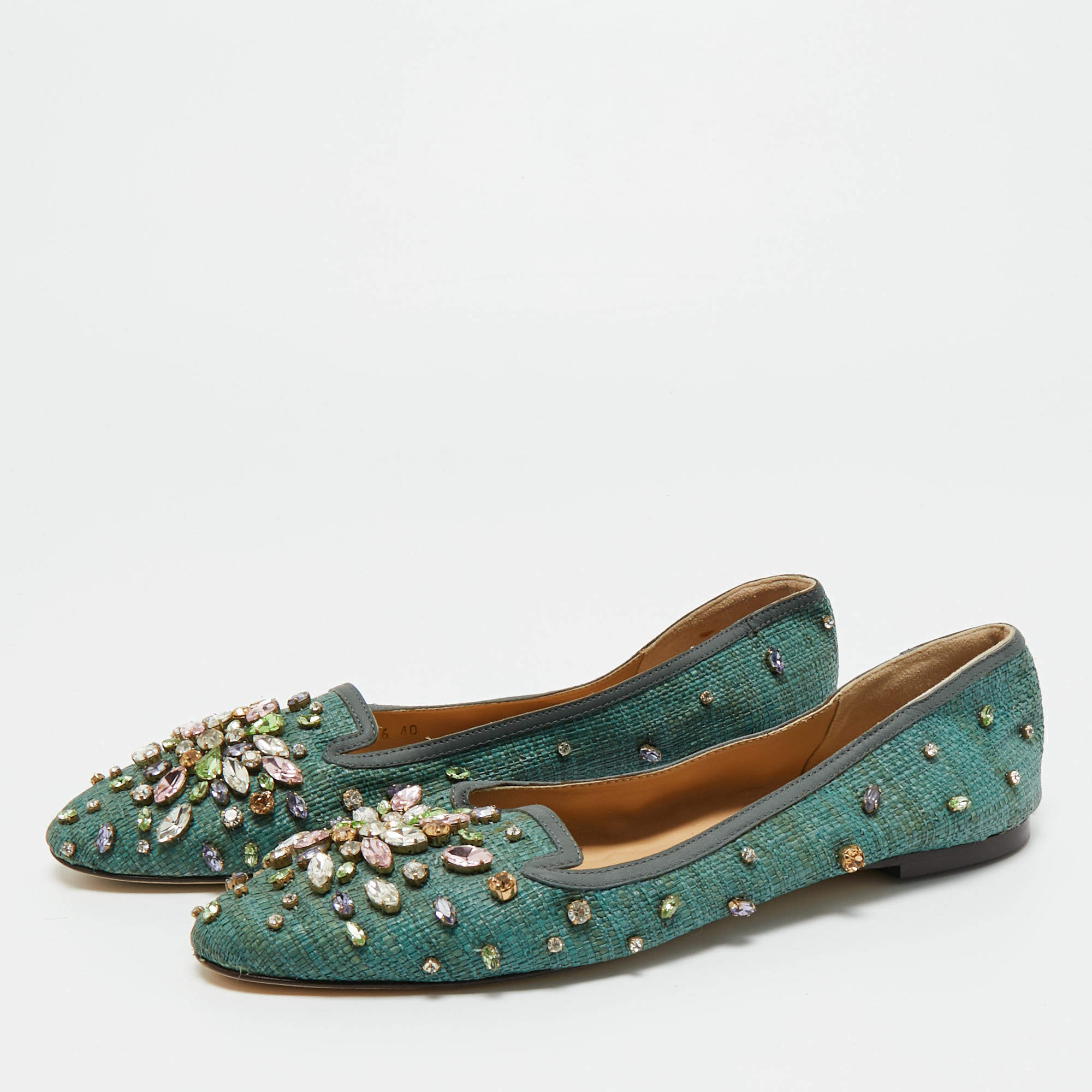 【関送込】DOLCE & GABBANA◆FLATS Dolce & Gabbana Purple Lace Crystal Flat Shoes - 40 – I MISS