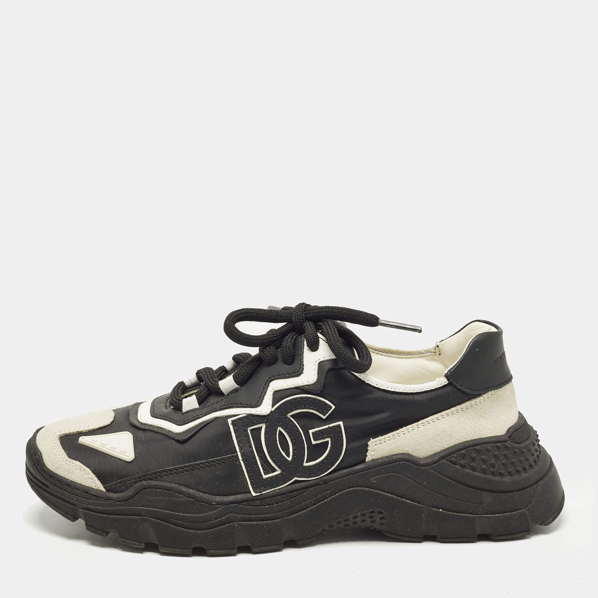 Pre Owned حذاء رياضي دولتشي أند غابانا دايماستر قماش وجلد أسود مقاس 37.5