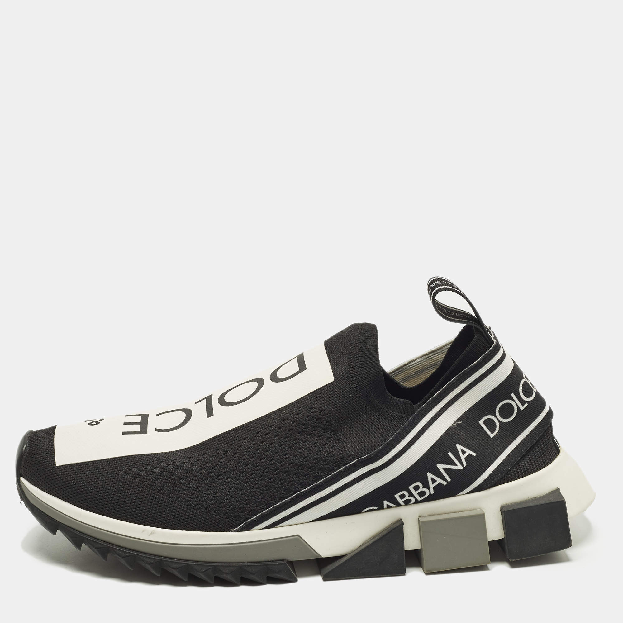 مملوكة مسبقًا Dolce & Gabbana  Size 41.5 Black Knit Fabric Sorrento Slip On Sneakers