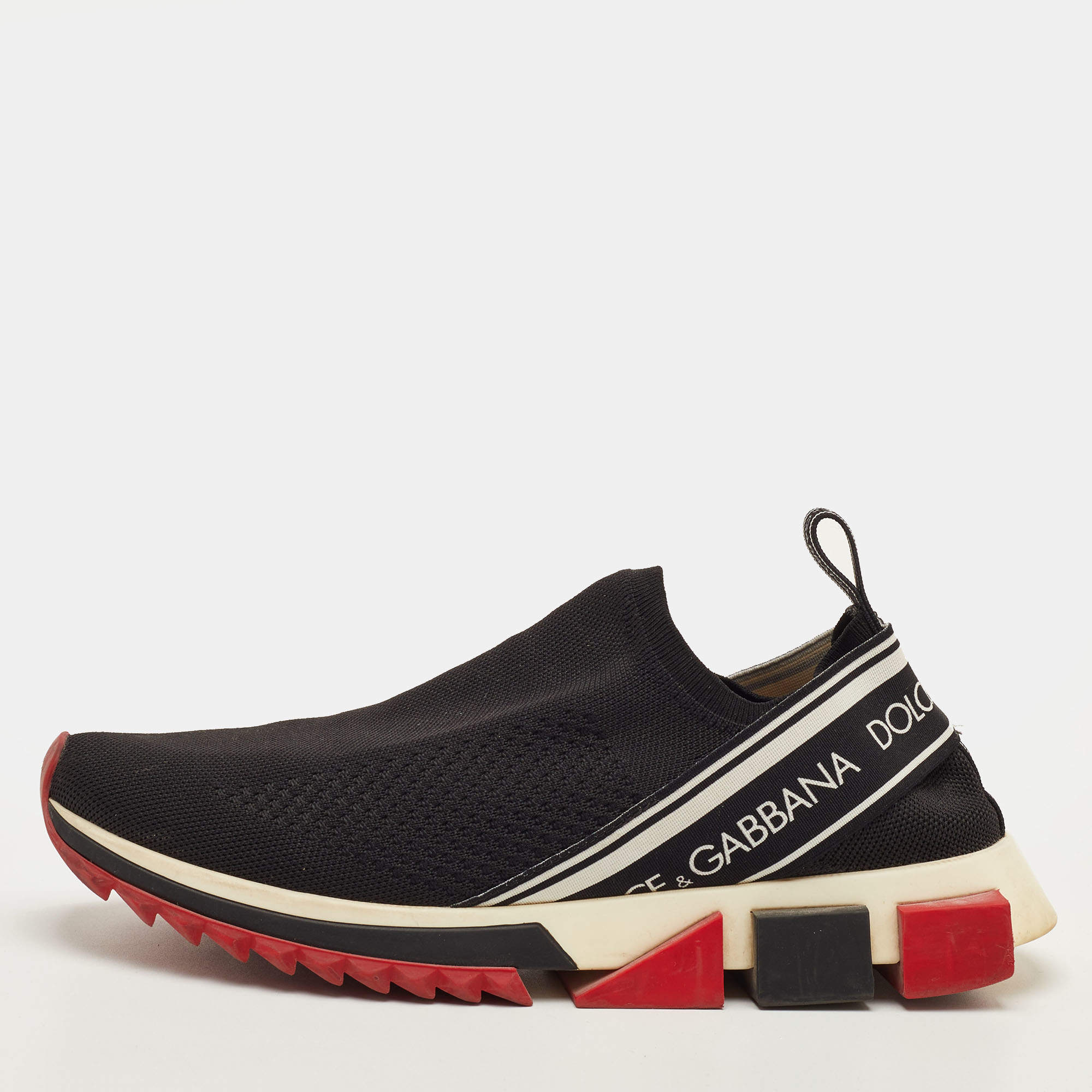 مملوكة مسبقًا Dolce & Gabbana Sorrento Size 41 Black Knit Fabric Slip On Sneakers